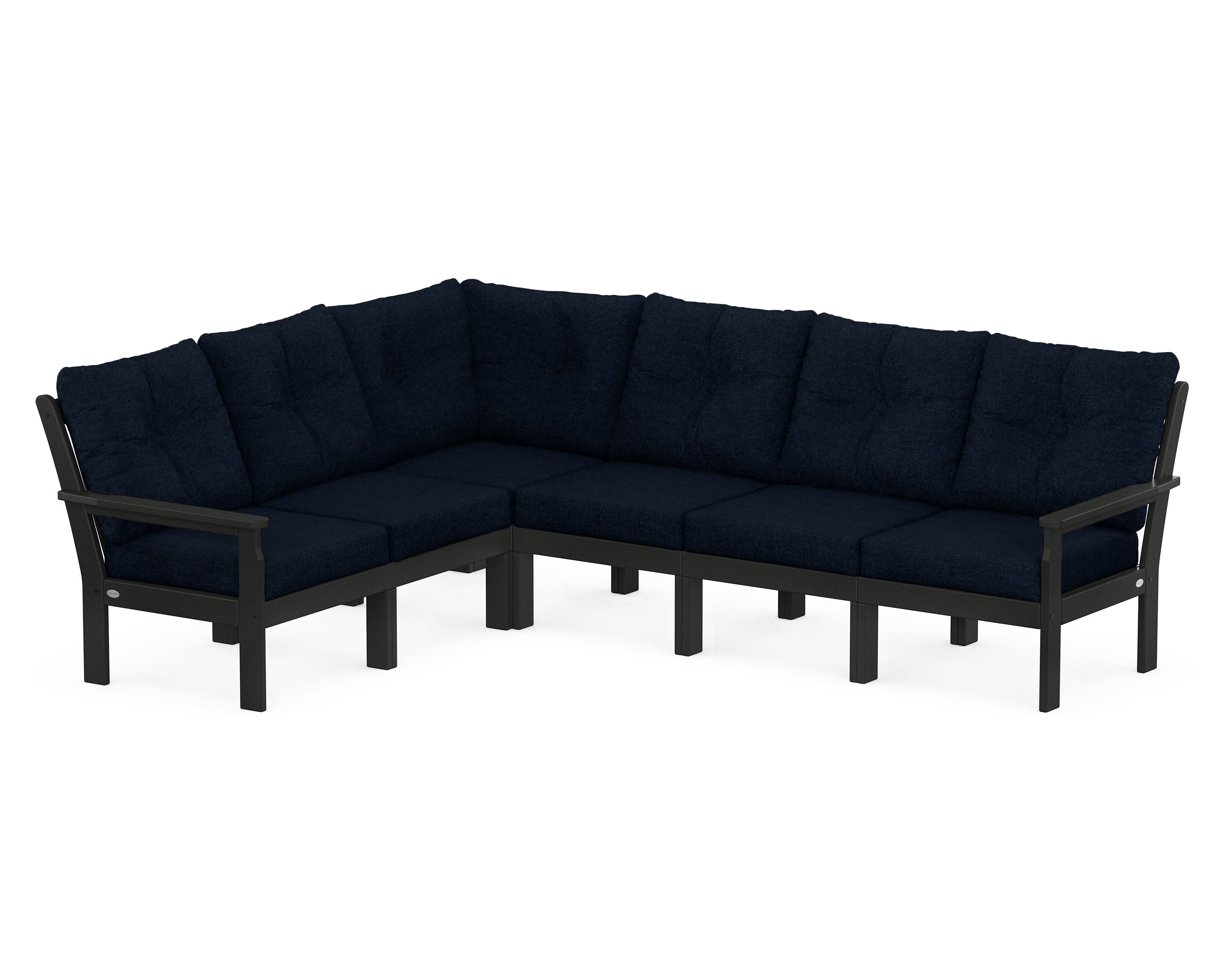 Vineyard 6-Piece Sectional in Black / Marine Indigo