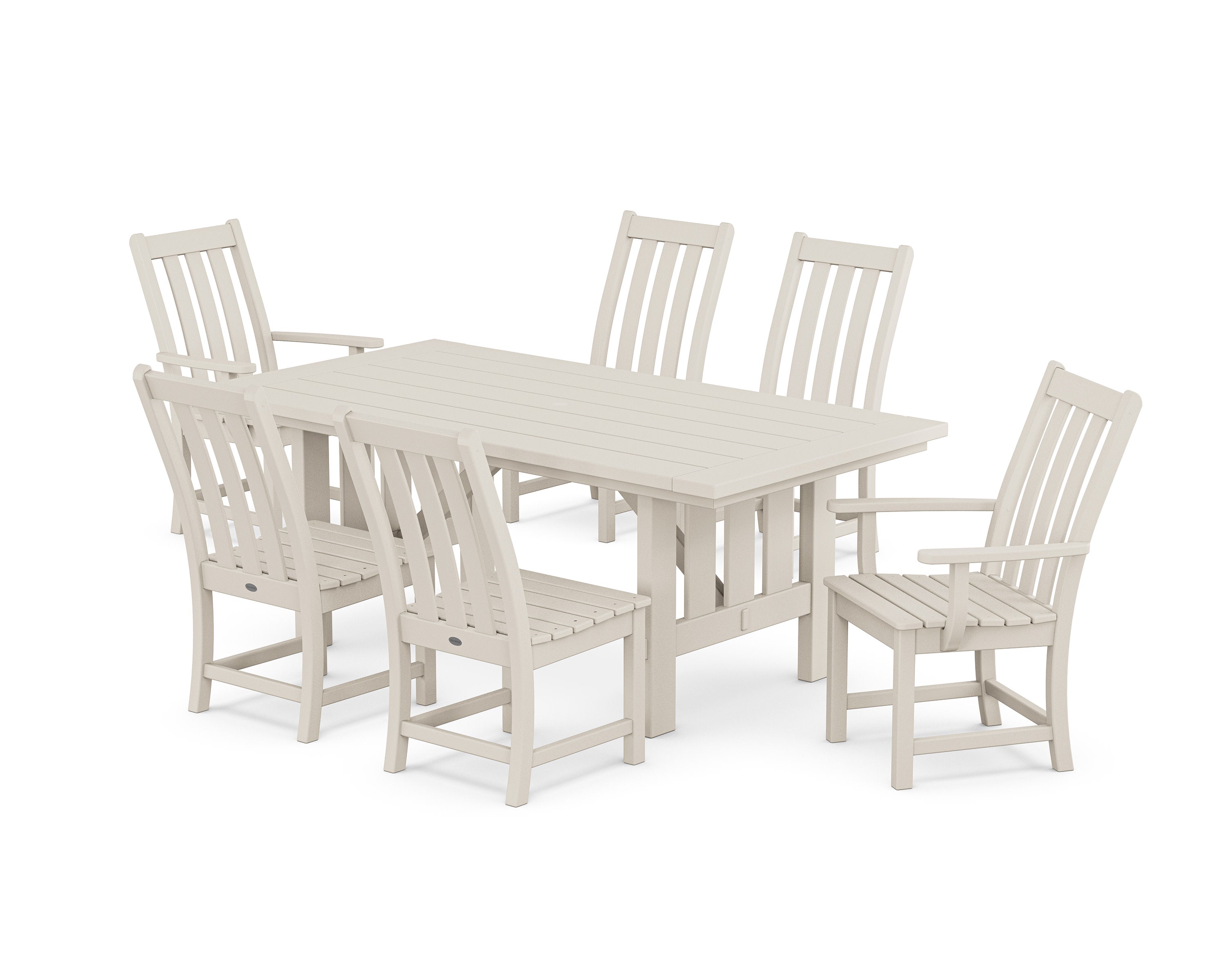 Vineyard 7-Piece Dining Set with Mission Table in Sand