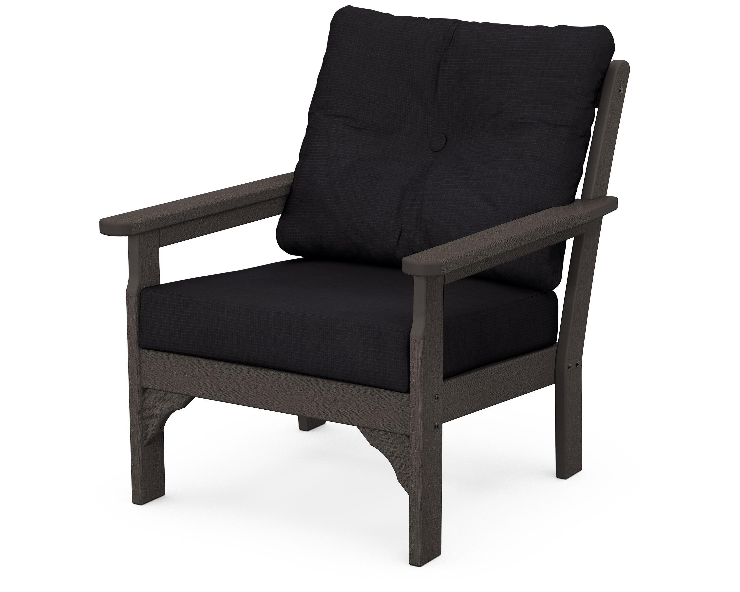 Vineyard Deep Seating Chair in Vintage Coffee / Midnight Linen