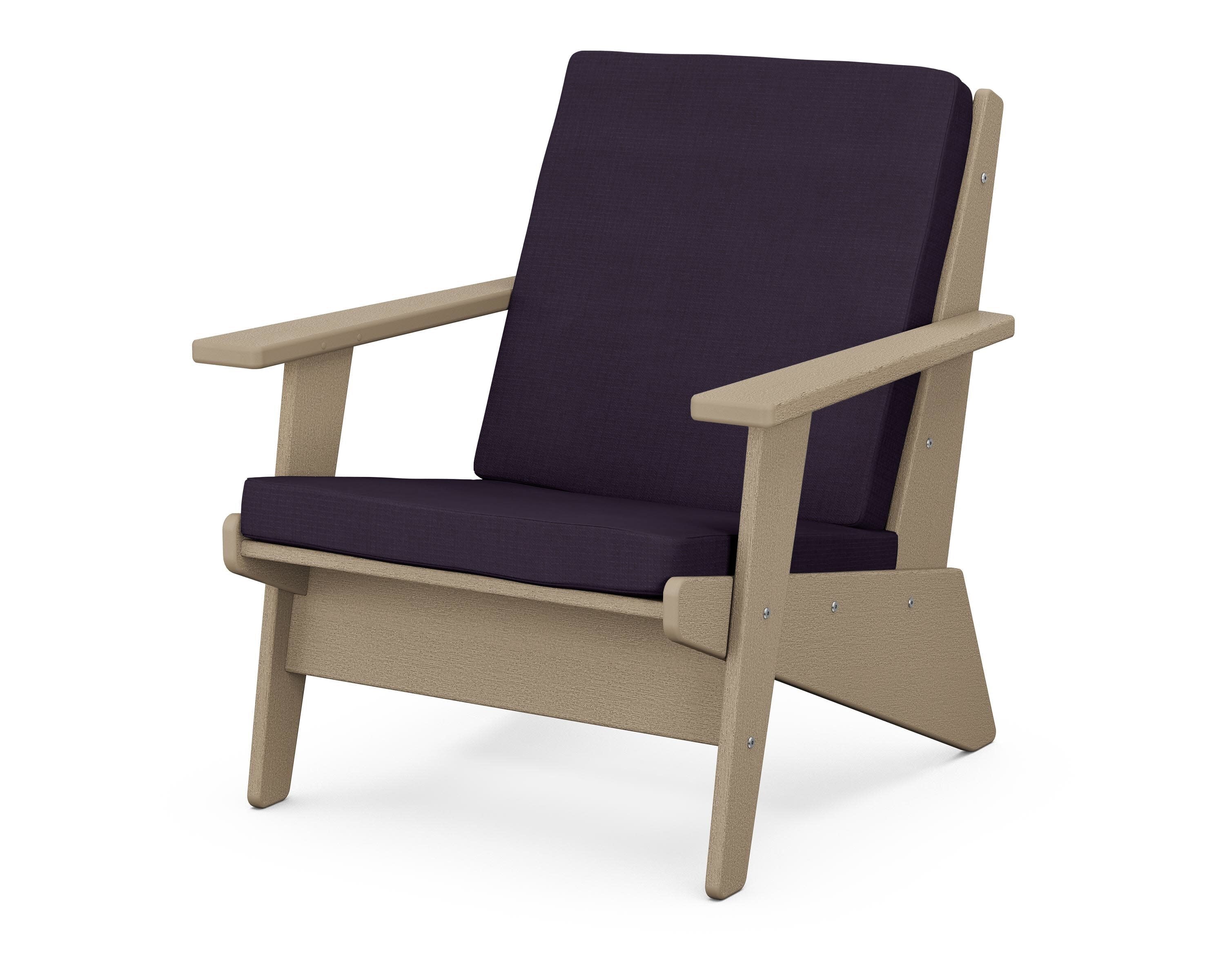 Riviera Modern Lounge Chair in Vintage Sahara / Navy Linen