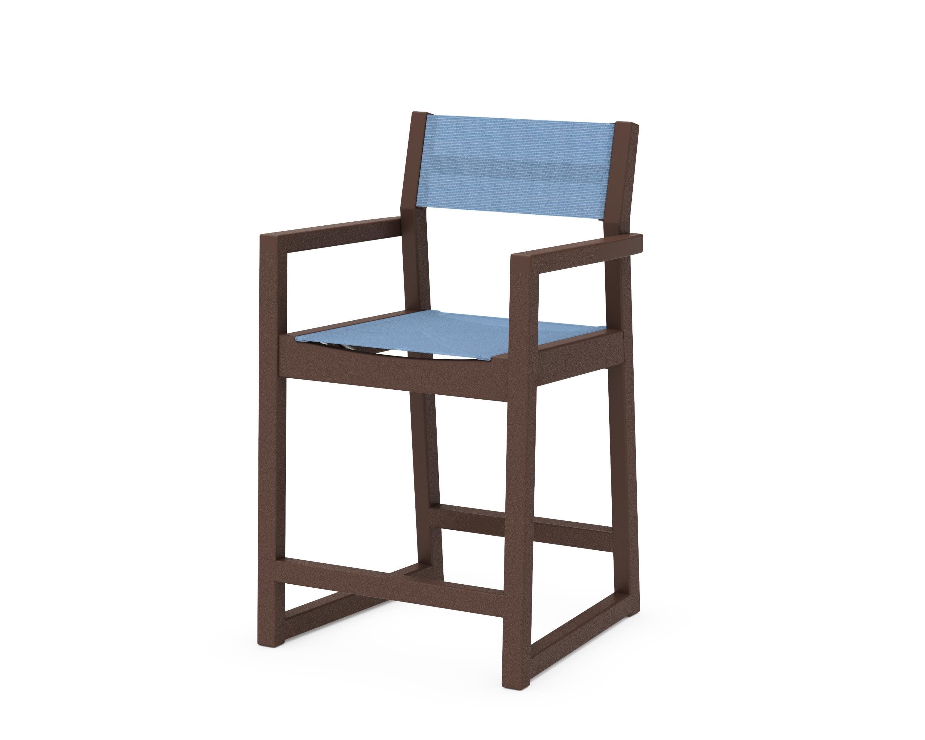 EDGE Sling Counter Arm Chair in Mahogany / Poolside Sling