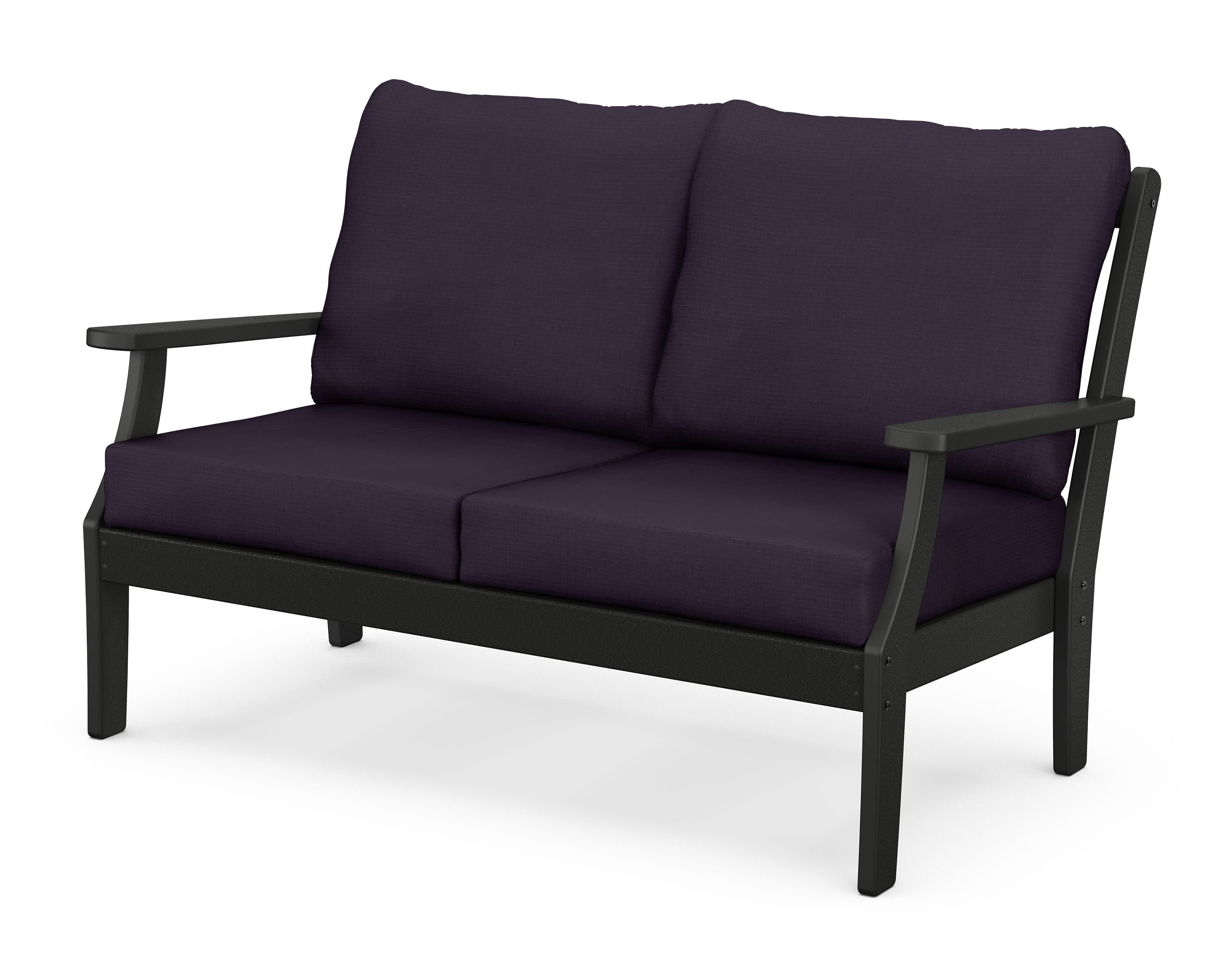 Braxton Deep Seating Loveseat in Black / Navy Linen