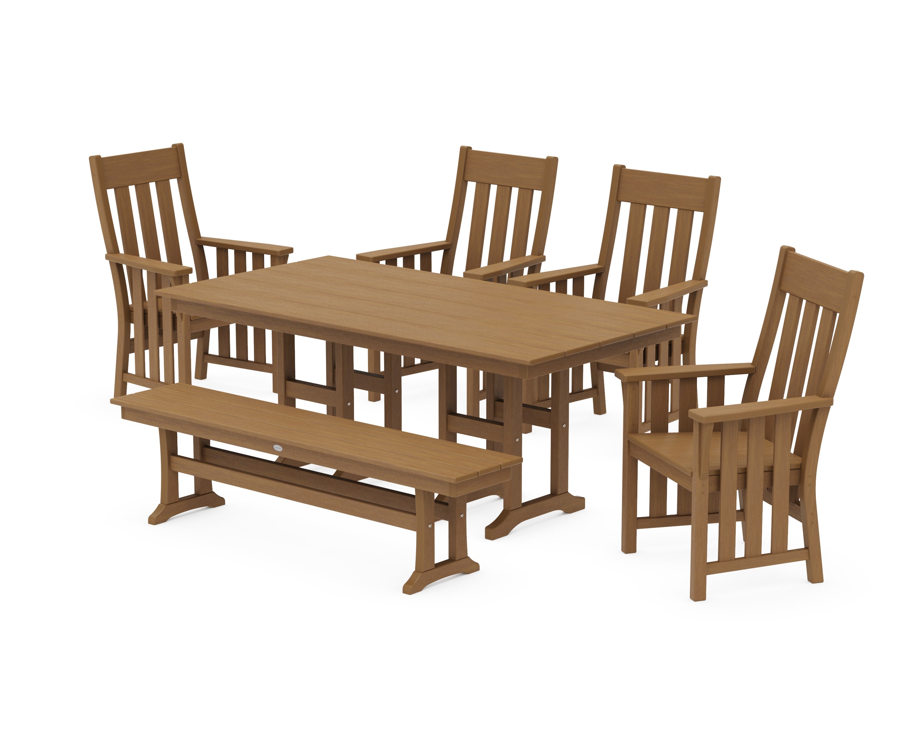 Acadia 6-Piece Farmhouse Dining Set with Bench in Natural