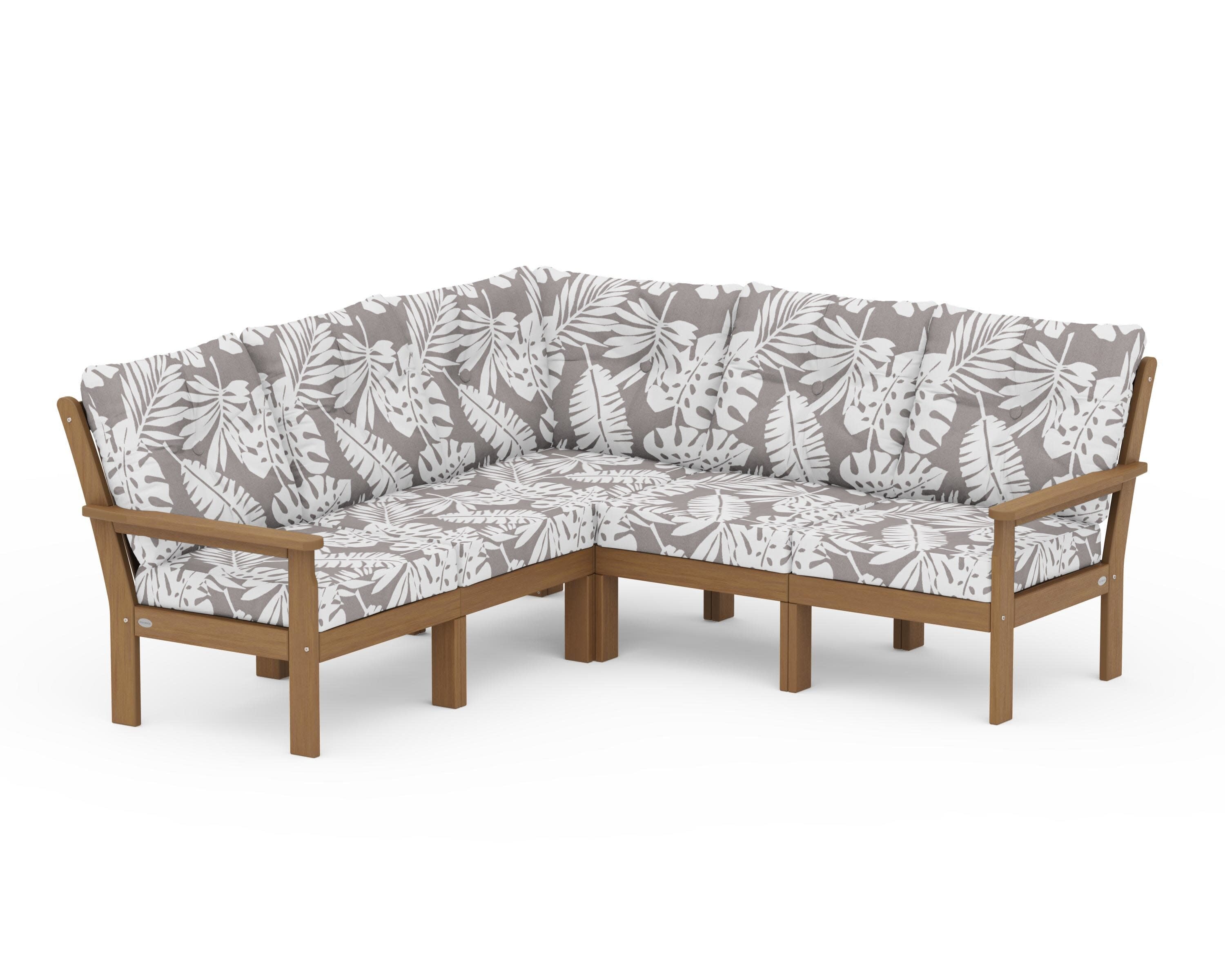 Vineyard 5-Piece Sectional in Natural / Leaf Grey Mist