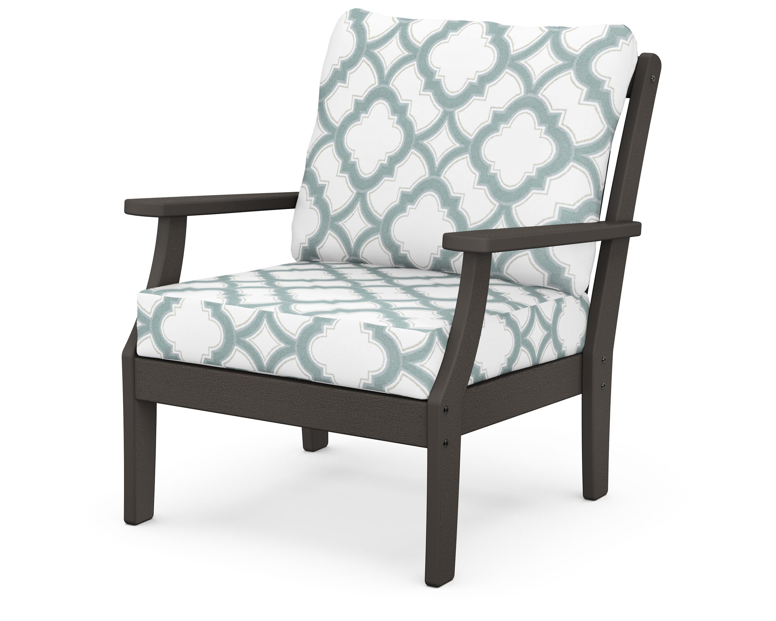 Braxton Deep Seating Chair in Vintage Coffee / Trellis Glacier Spa