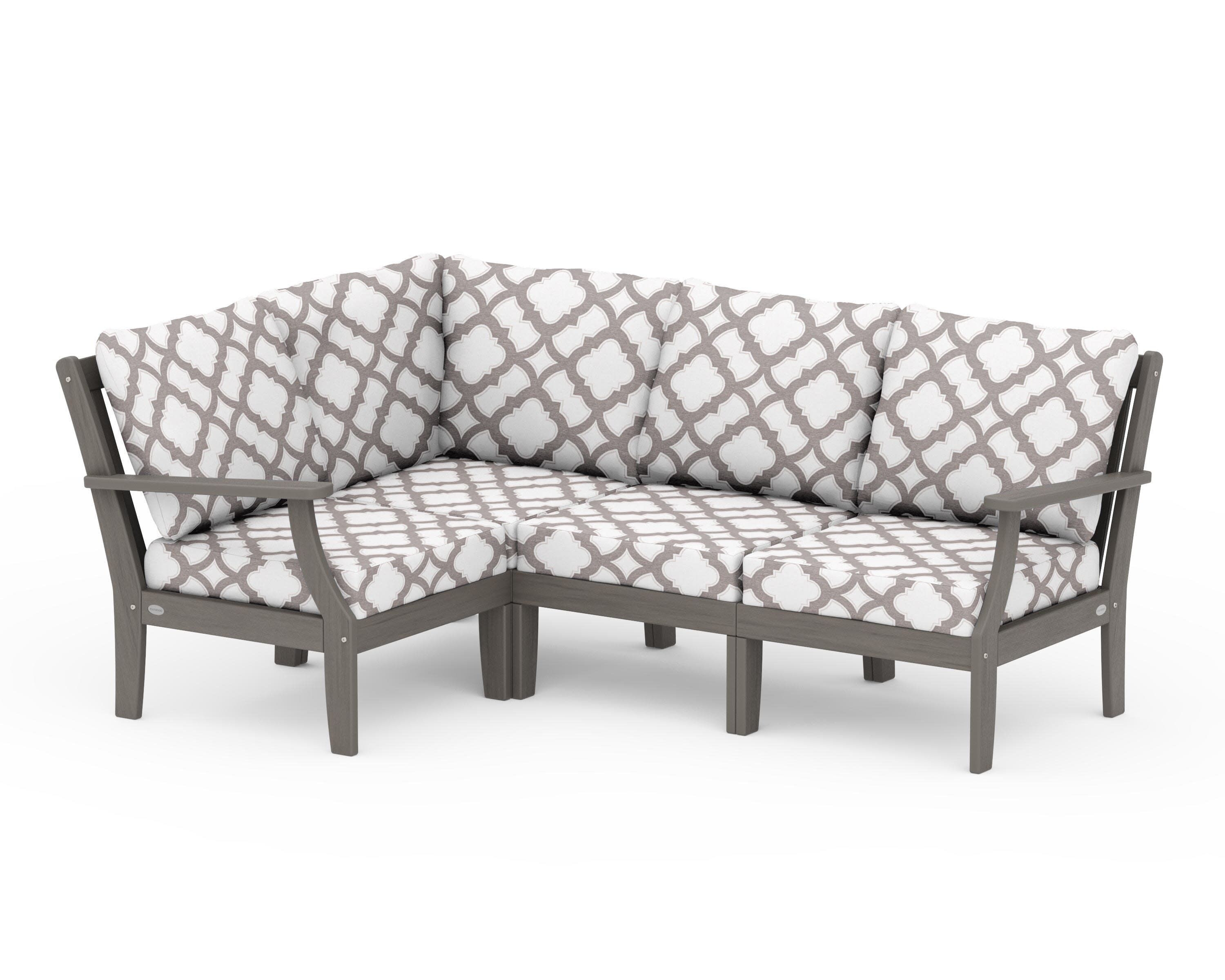 Braxton Modular 4-Piece Deep Seating Set in Driftwood / Trellis Grey Mist
