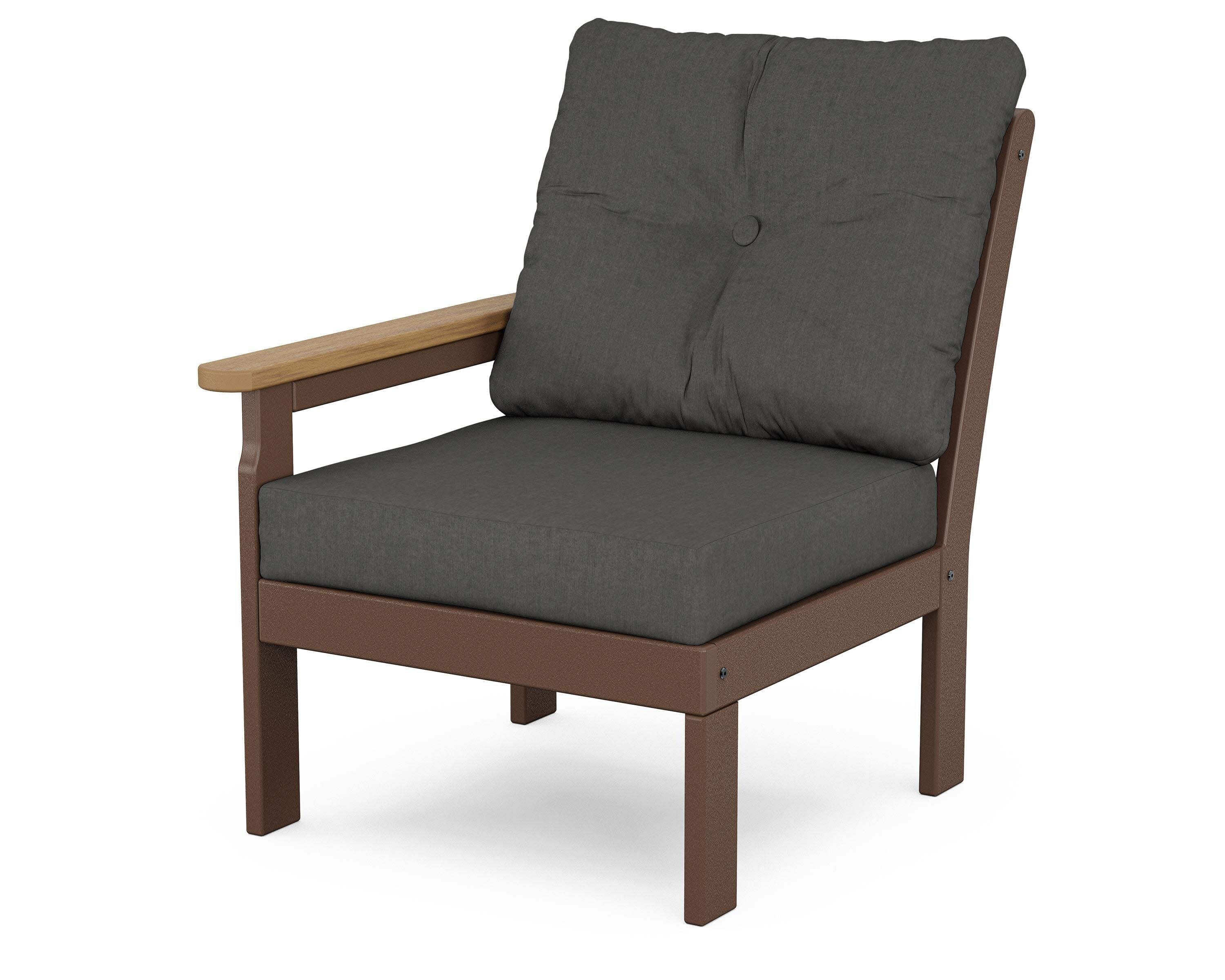 Vineyard Modular Left Arm Chair in Mahogany / Natural / Spectrum Carbon