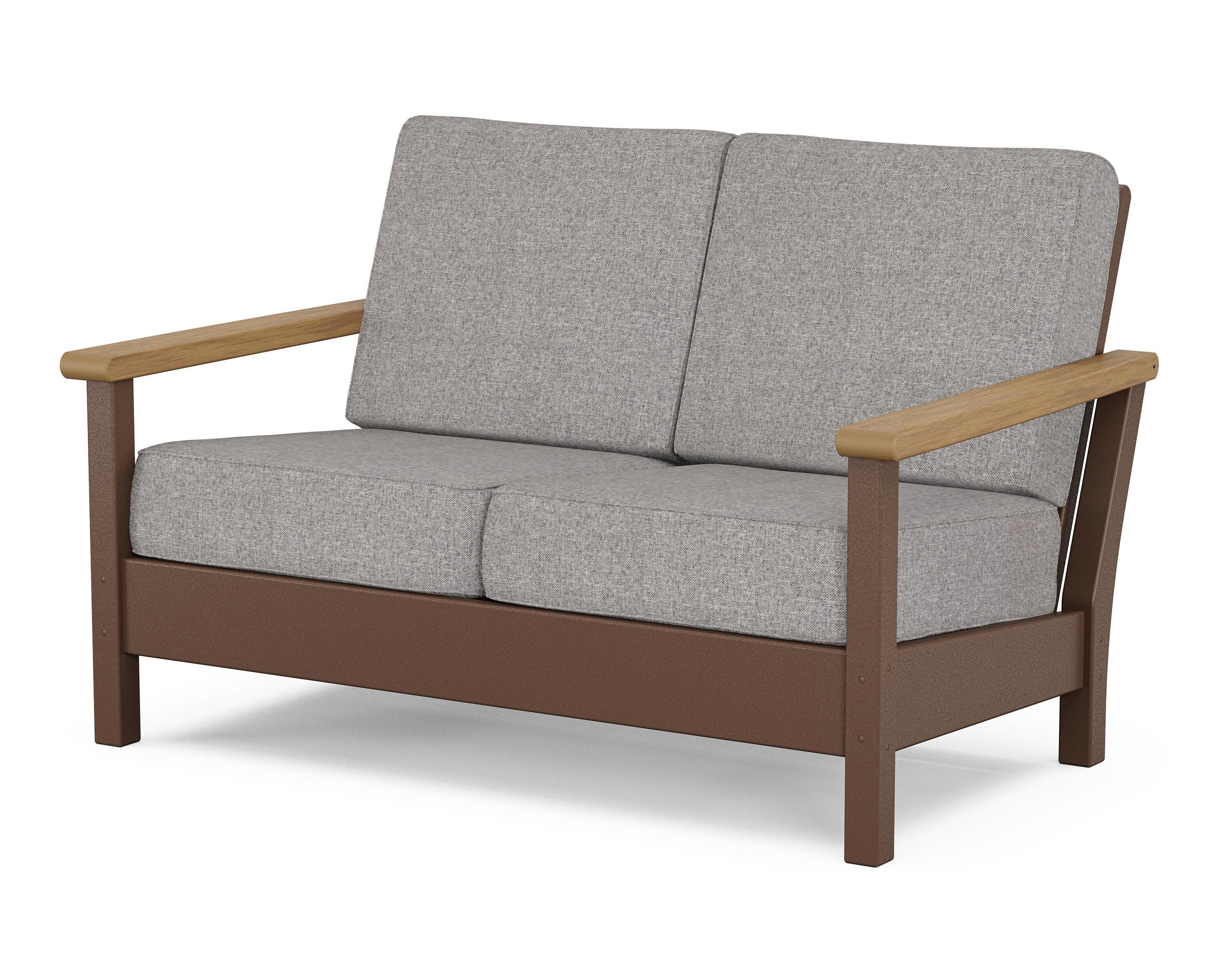 Harbour Deep Seating Loveseat in Mahogany / Natural / Grey Mist