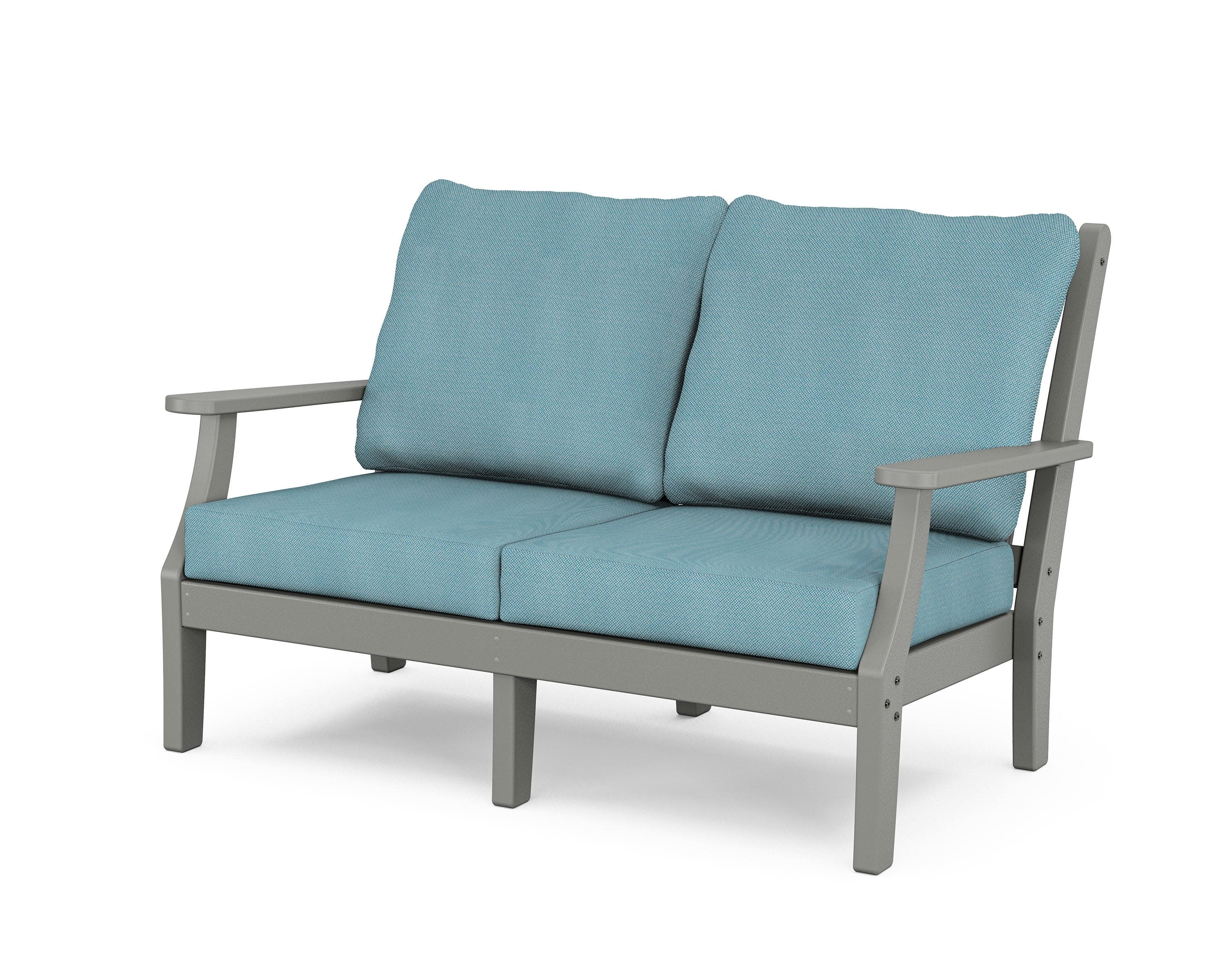 Wovendale Deep Seating Loveseat in Slate Grey / Lattice Sky Blue