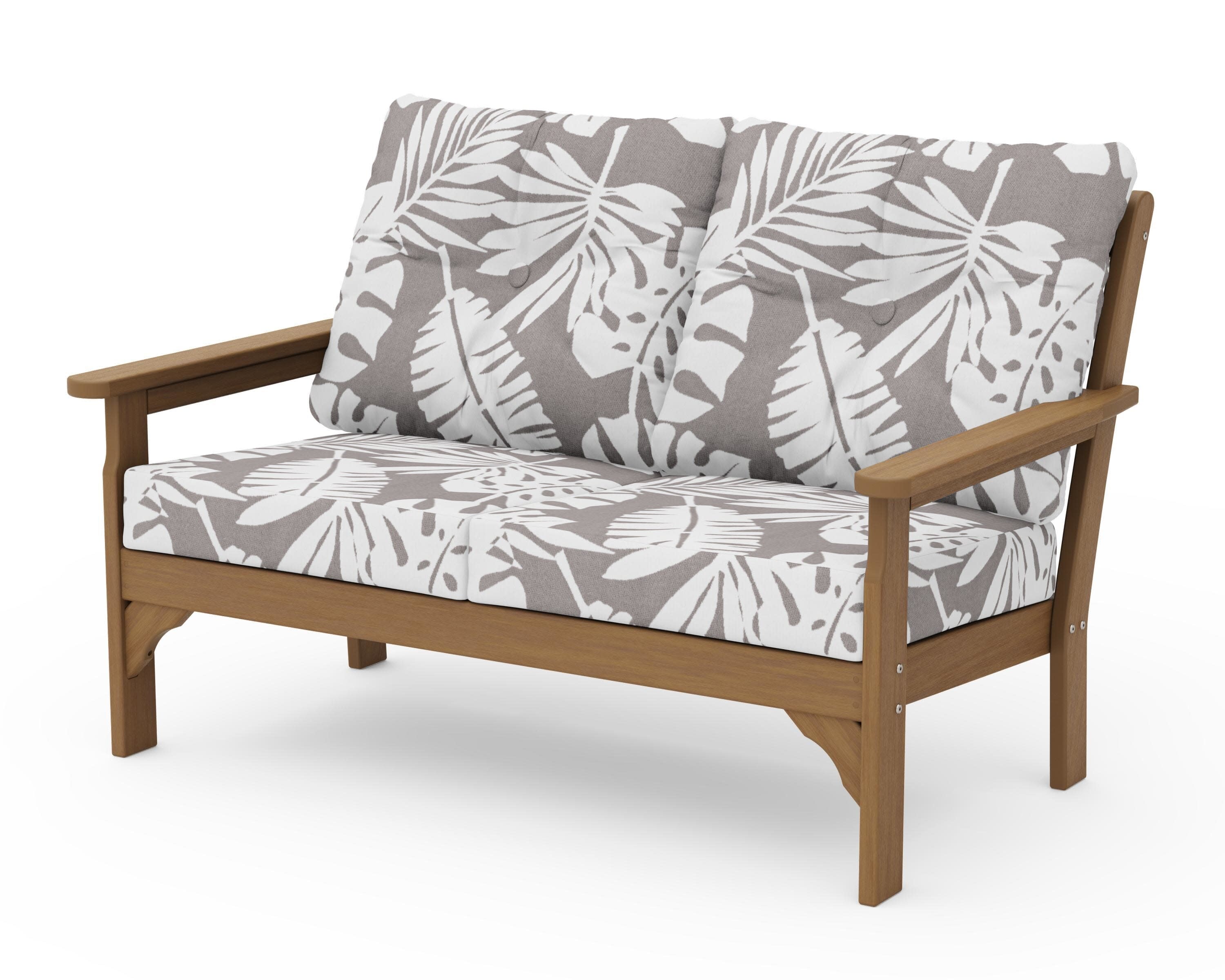 Vineyard Deep Seating Loveseat in Natural / Leaf Grey Mist