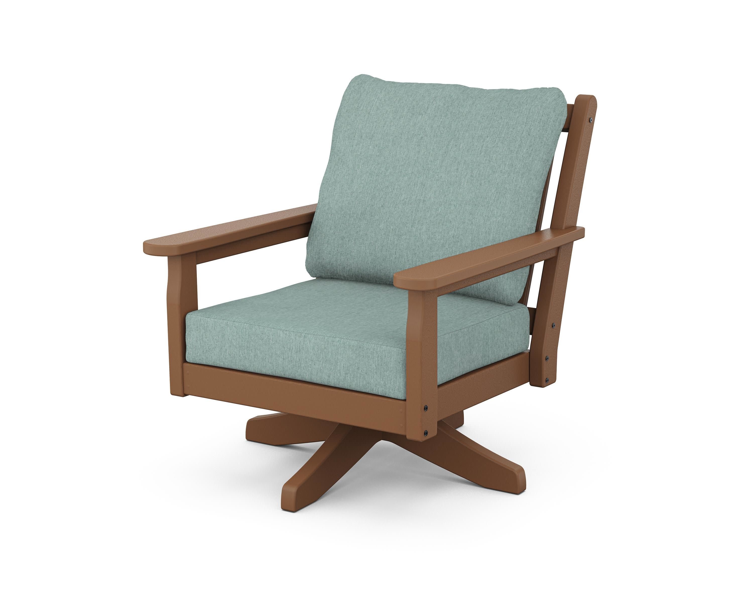 Chippendale Deep Seating Swivel Chair in Teak / Glacier Spa