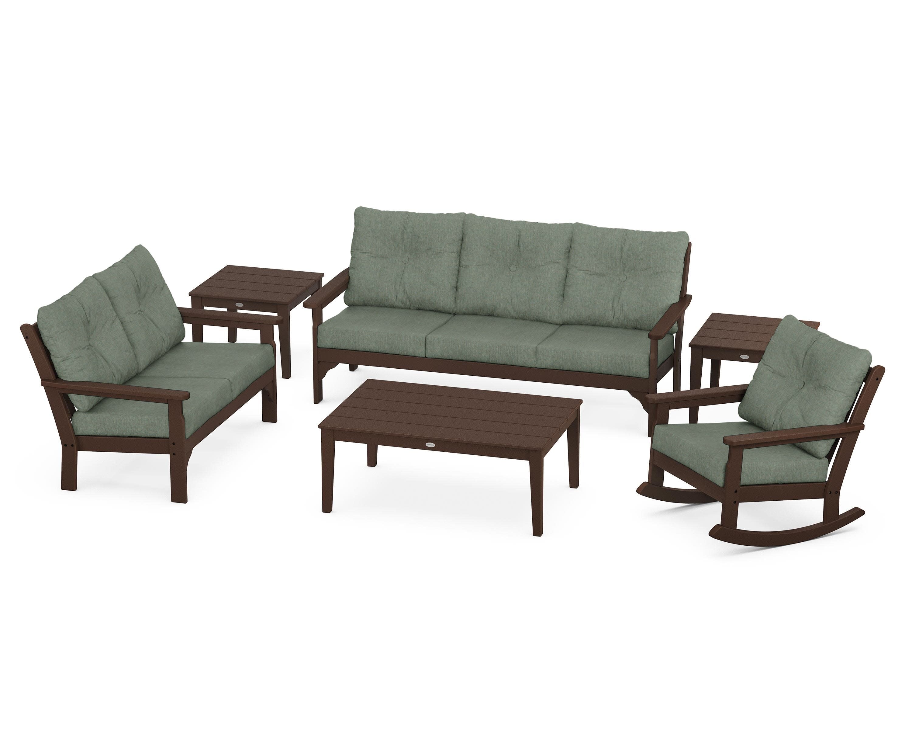 Vineyard 6-Piece Deep Seating Set in Mahogany / Cast Sage