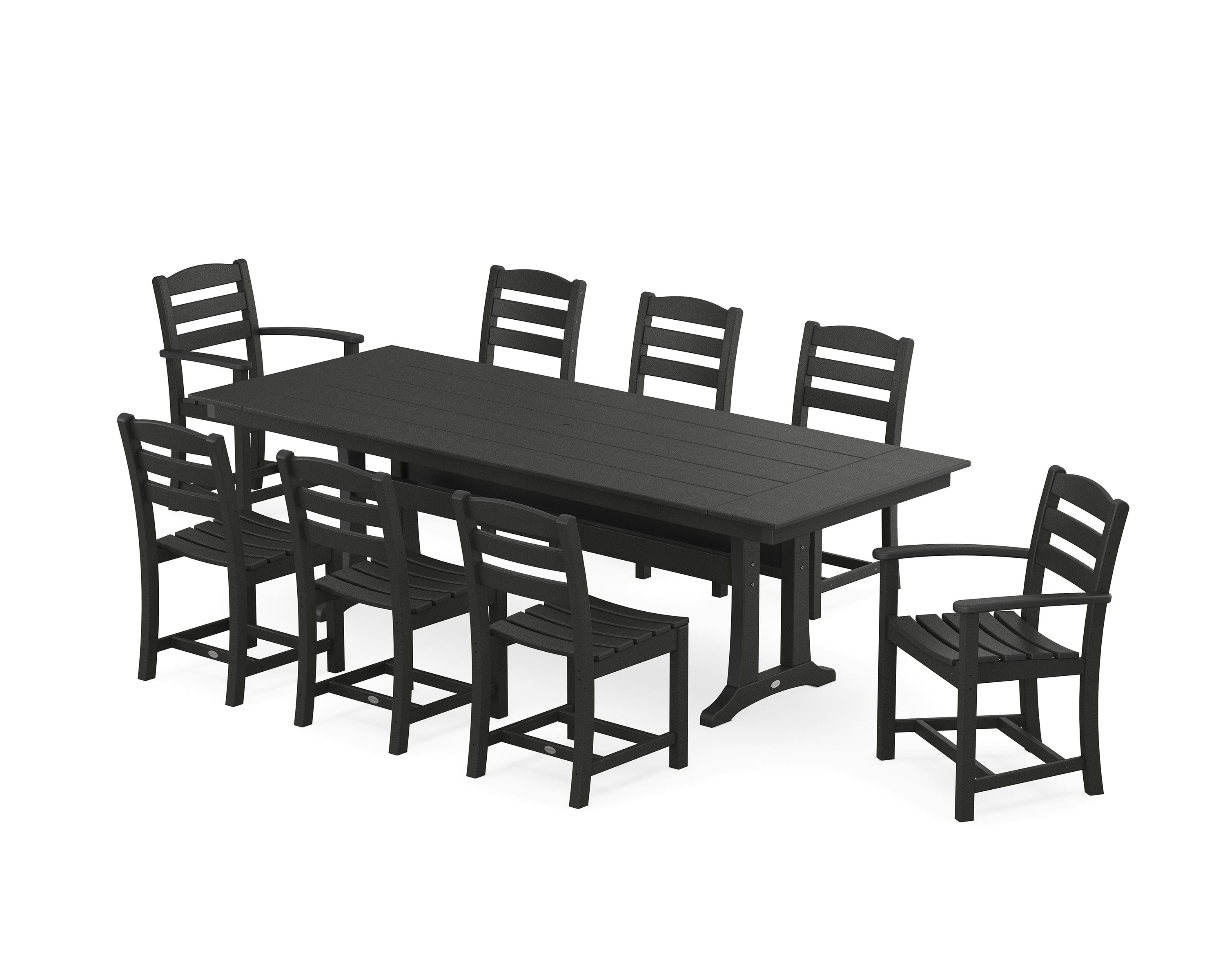 La Casa Caf 9-Piece Farmhouse Dining Set with Trestle Legs in Black