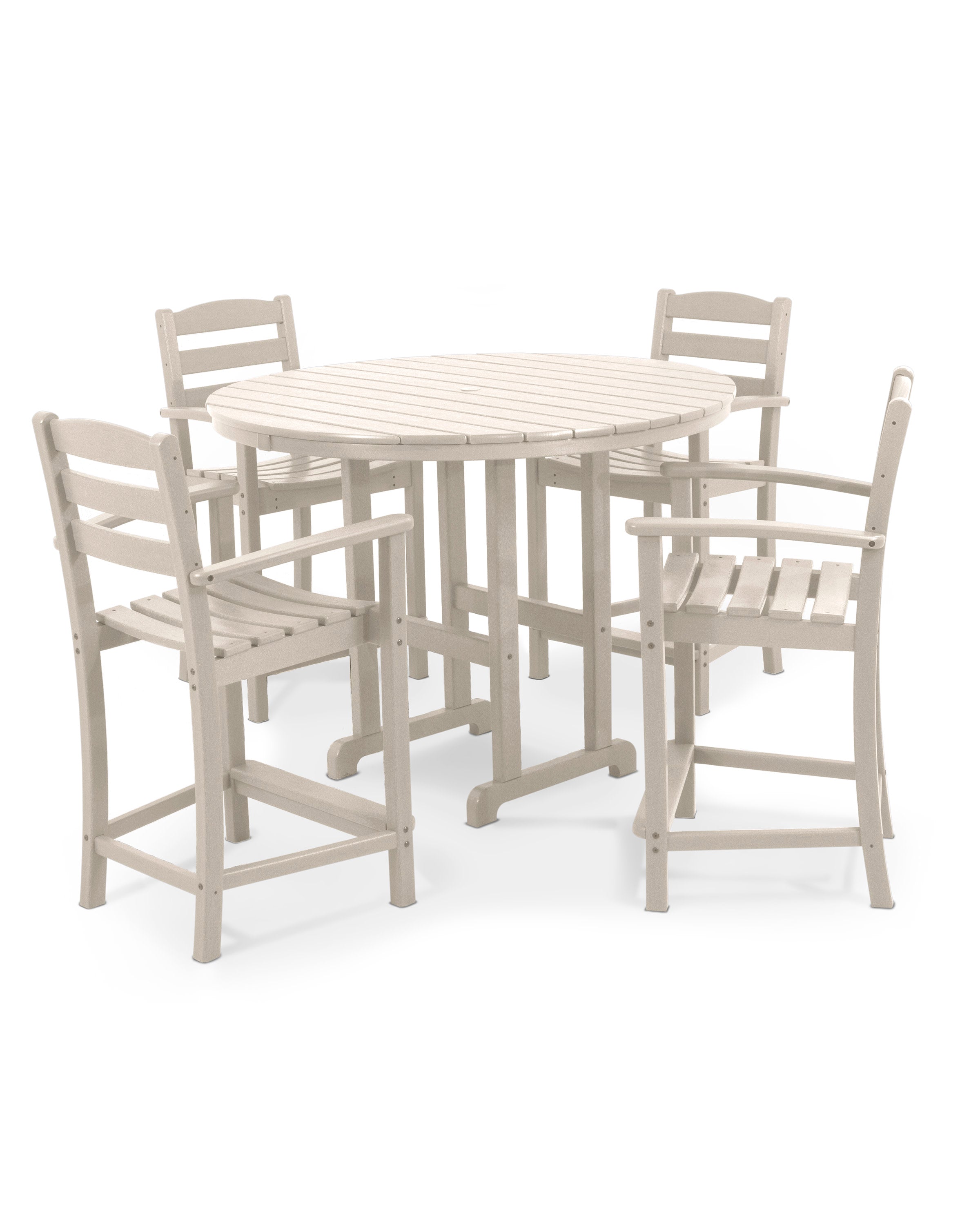 La Casa Caf 5-Piece Round Farmhouse Counter Set in Sand