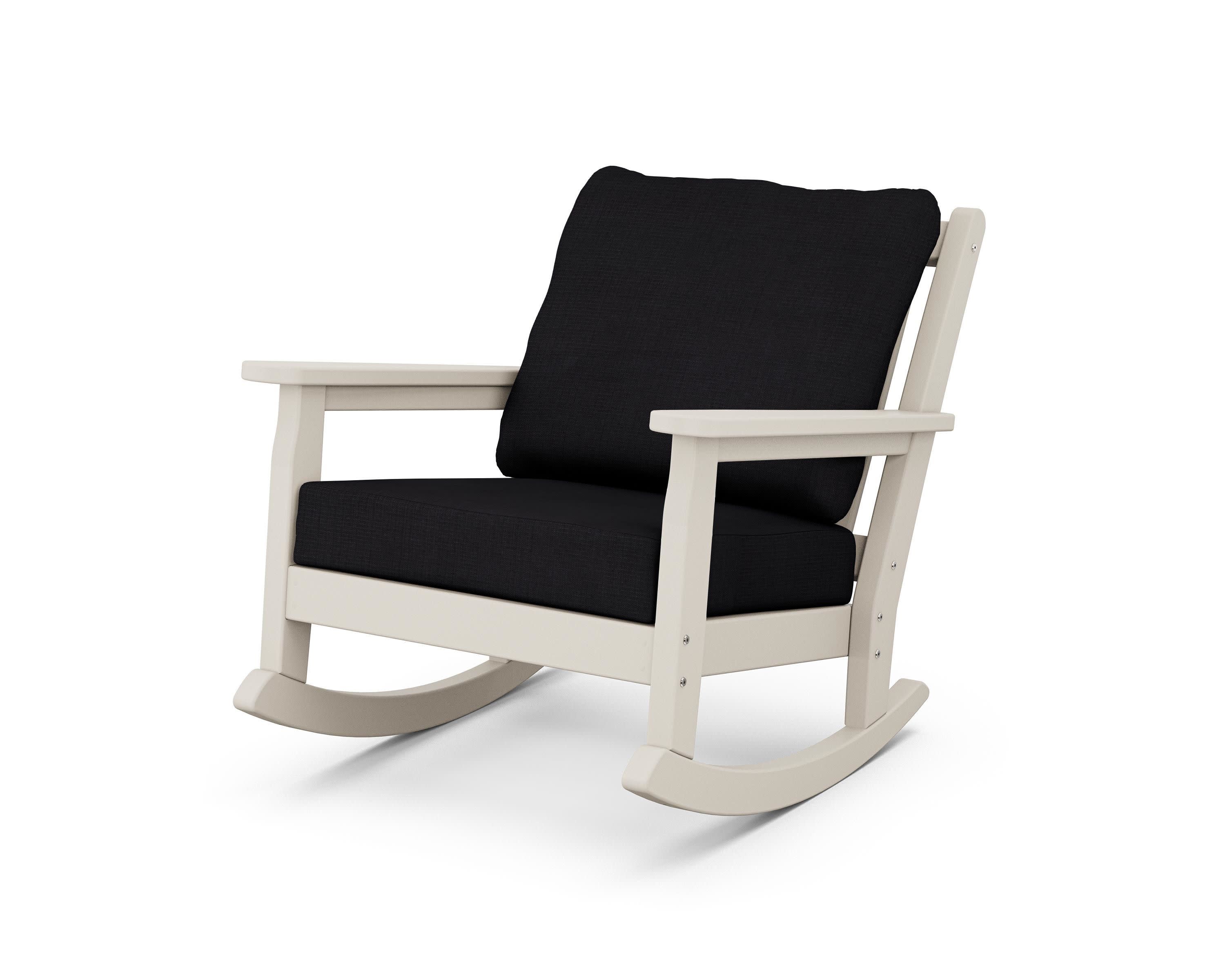 Chippendale Deep Seating Rocking Chair in Sand / Midnight Linen