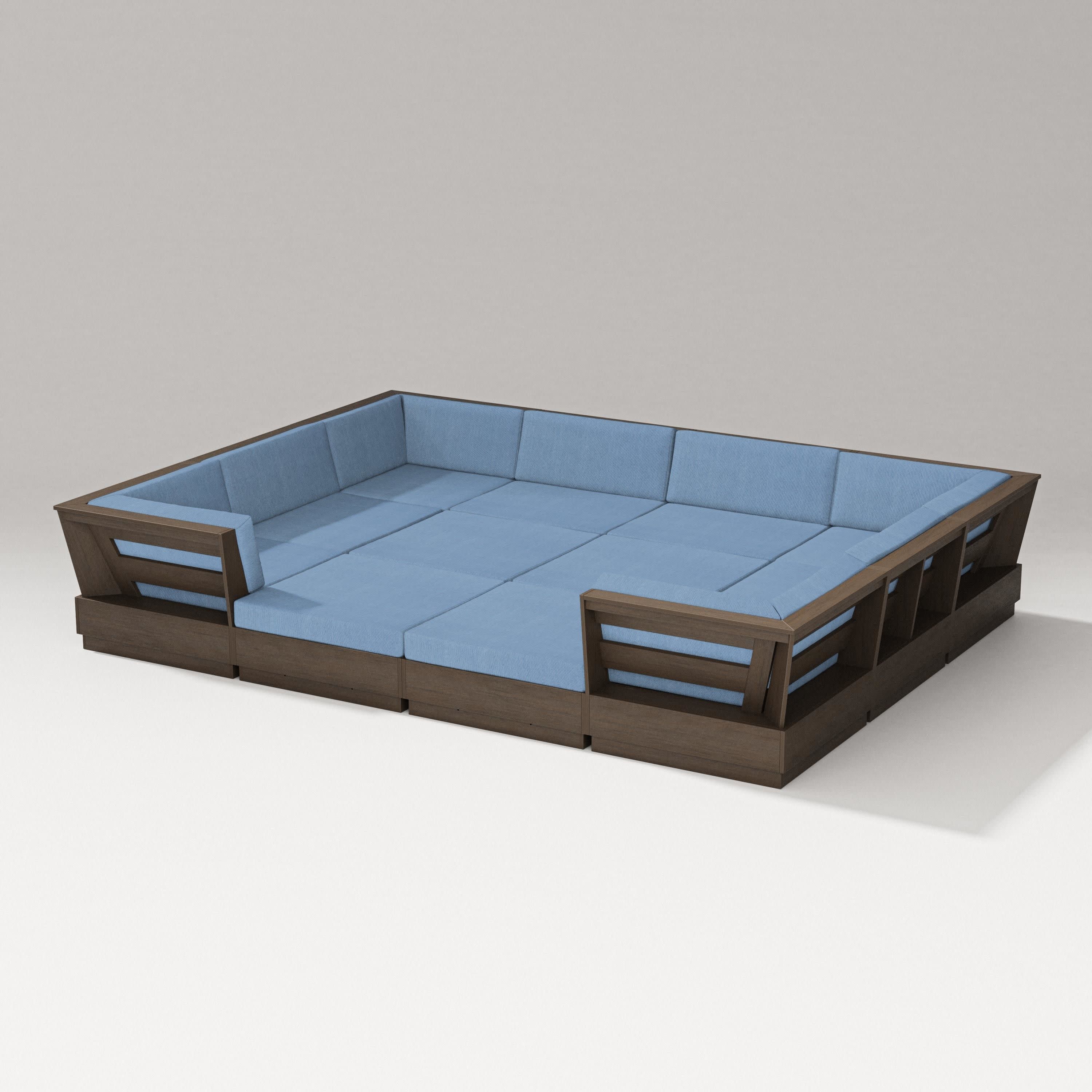Elevate 12-Piece Pit Sectional in Kona / Sky Blue