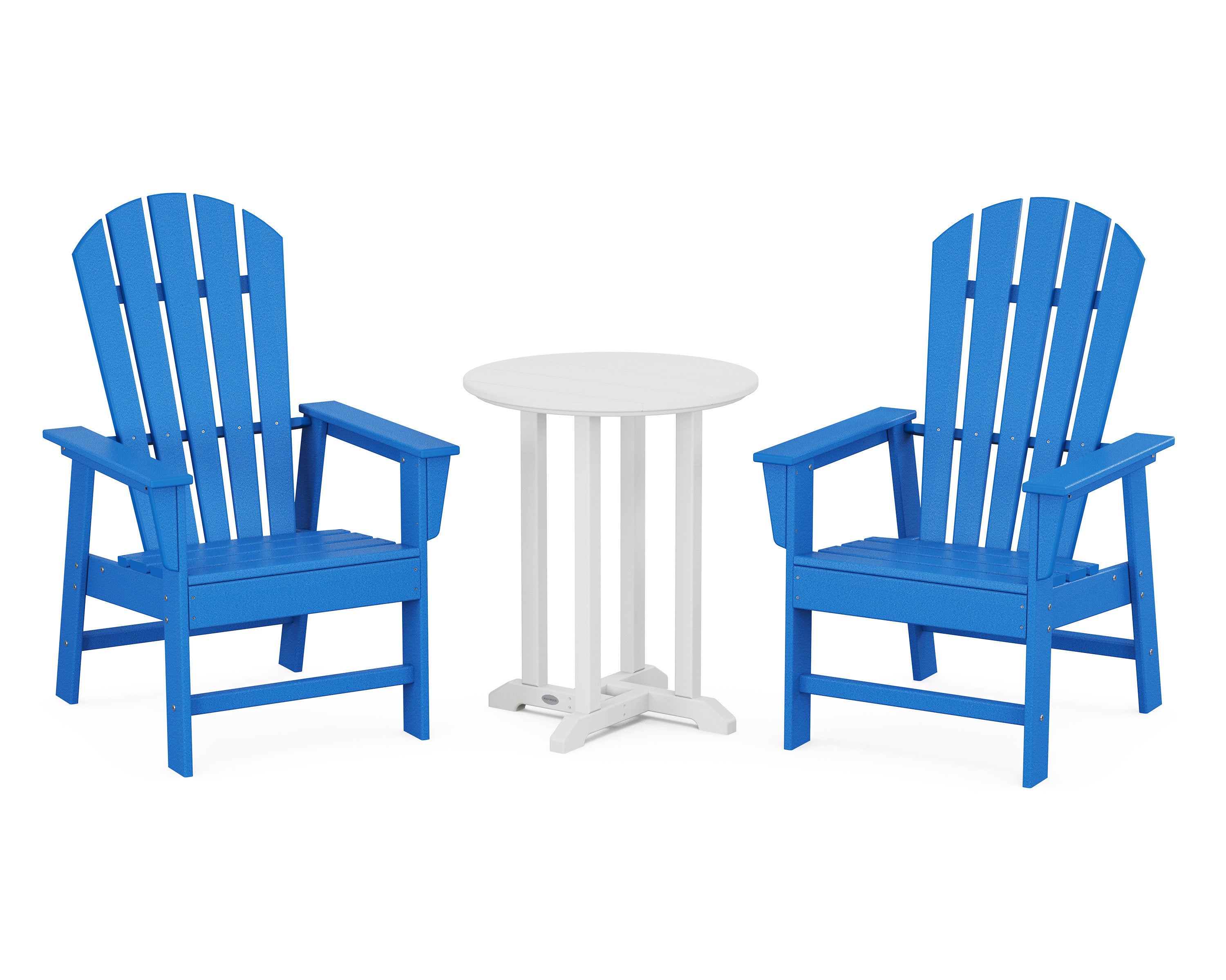 South Beach 3-Piece Round Farmhouse Bistro Dining Set in Pacific Blue / White