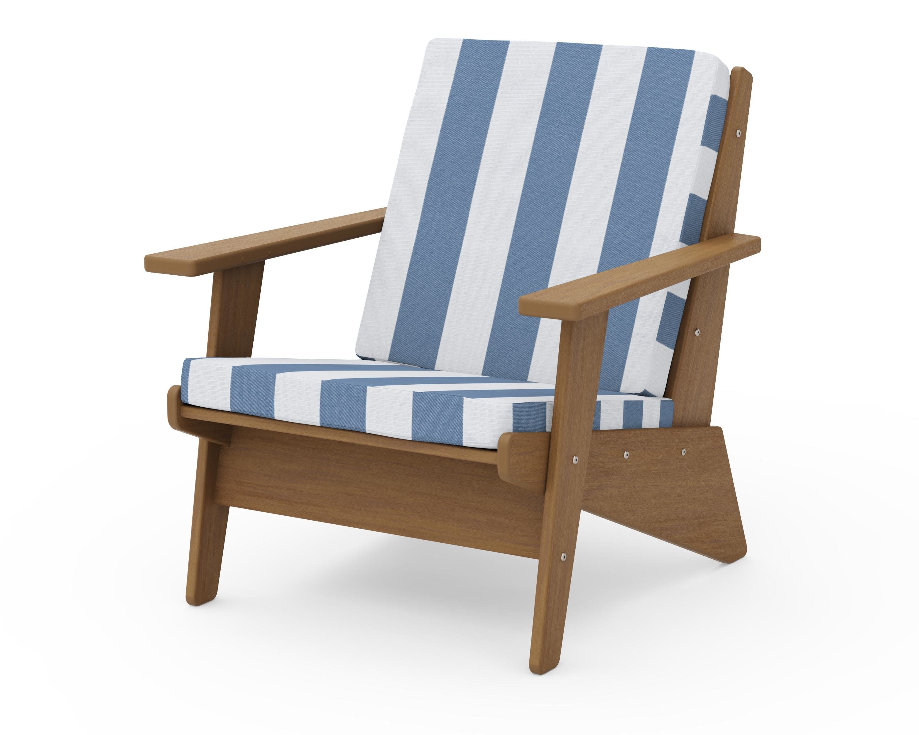 Riviera Modern Lounge Chair in Natural / Cabana Stripe Sky Blue