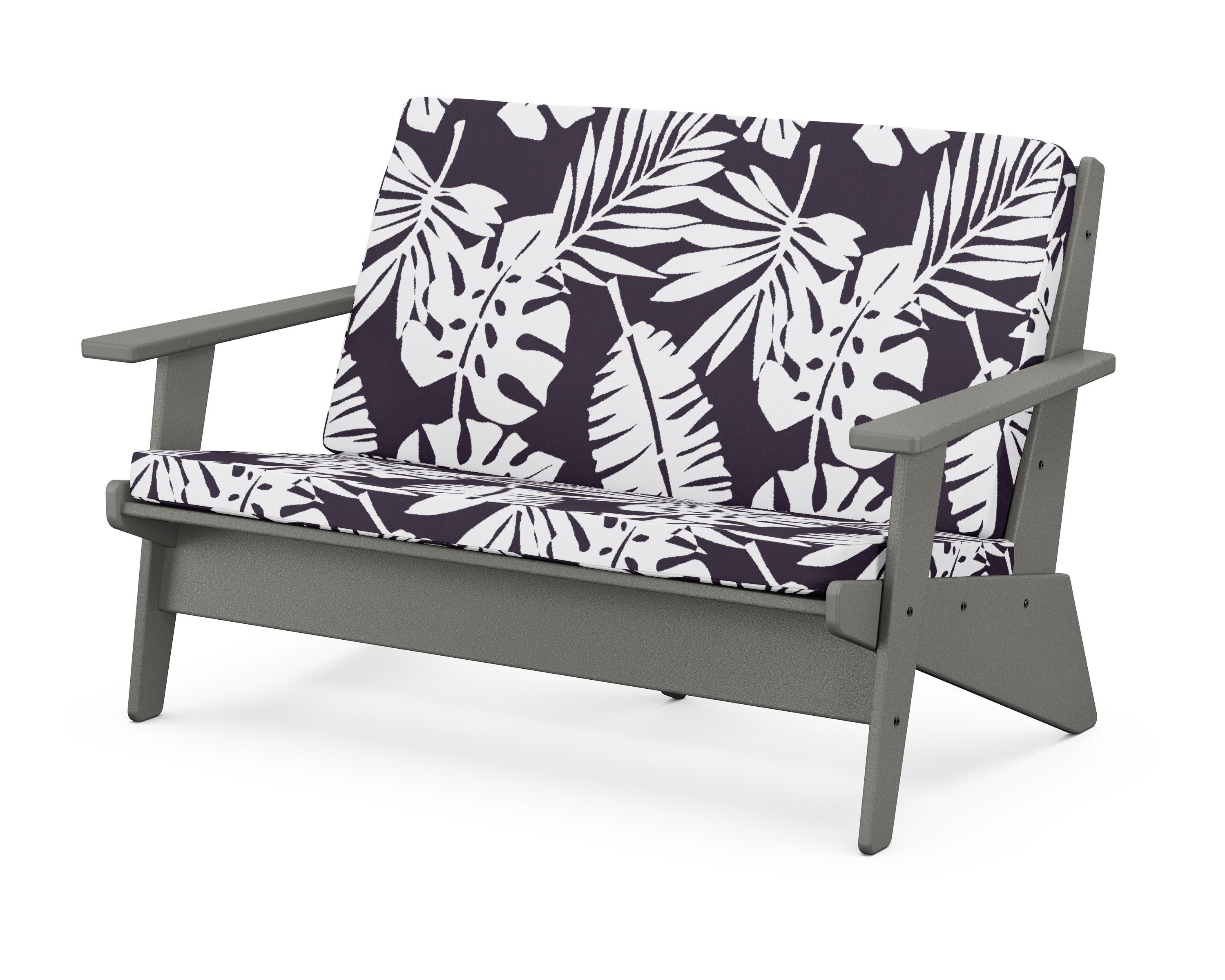 Riviera Modern Lounge Loveseat in Slate Grey / Leaf Navy