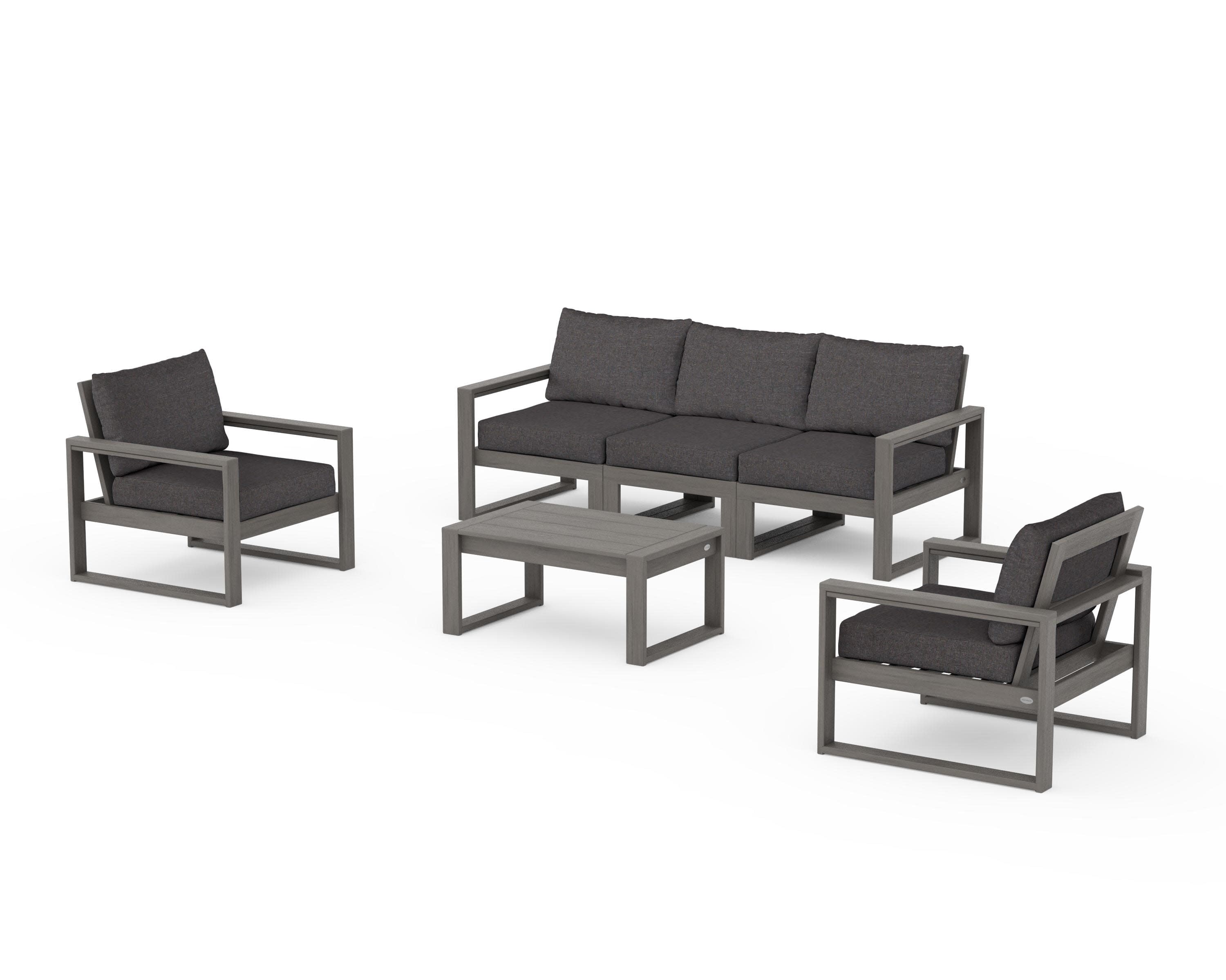 EDGE Sectional 4-Piece Deep Seating Set with Sofa in Driftwood / Ash Charcoal