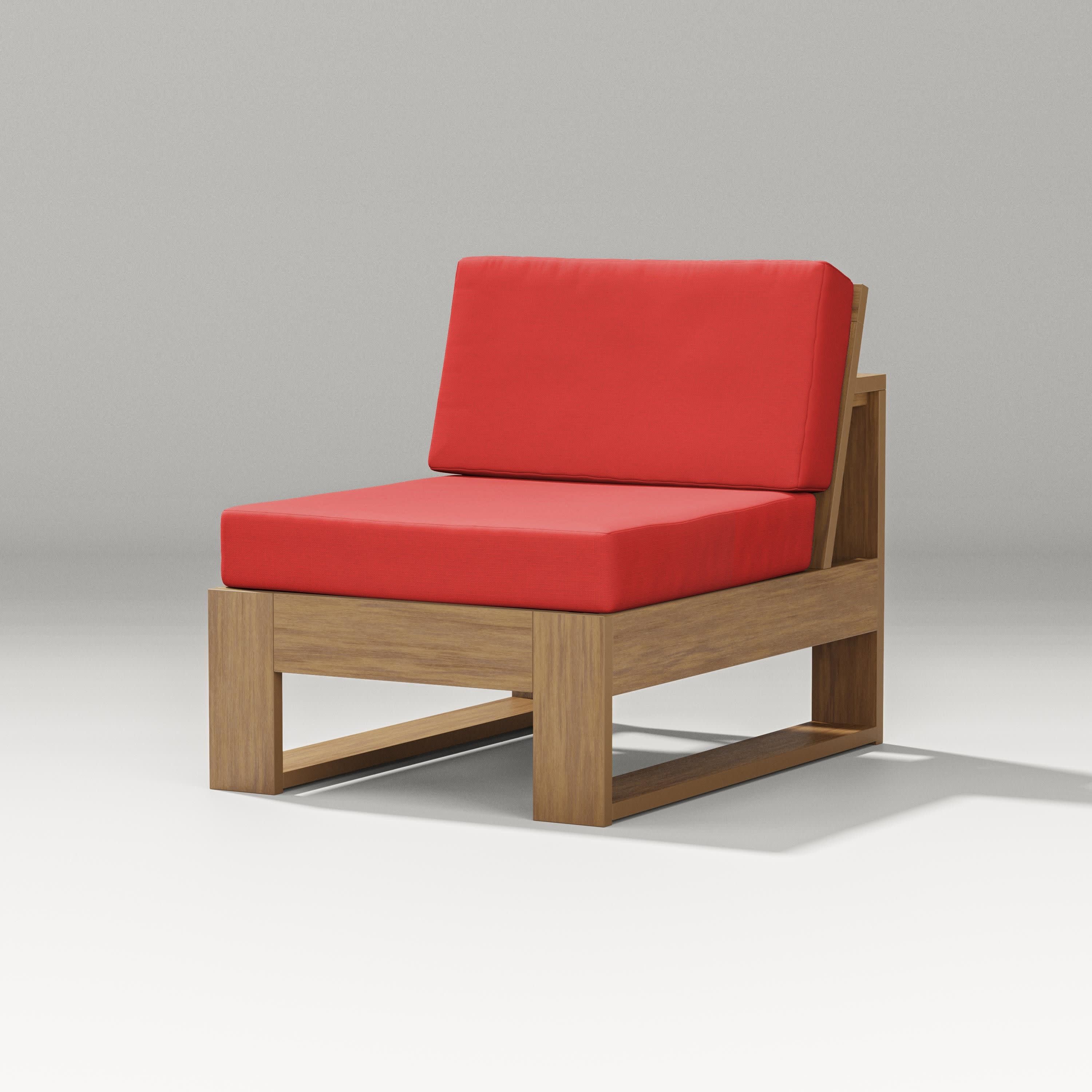 Latitude Modular Armless Chair in Natural / Crimson Linen