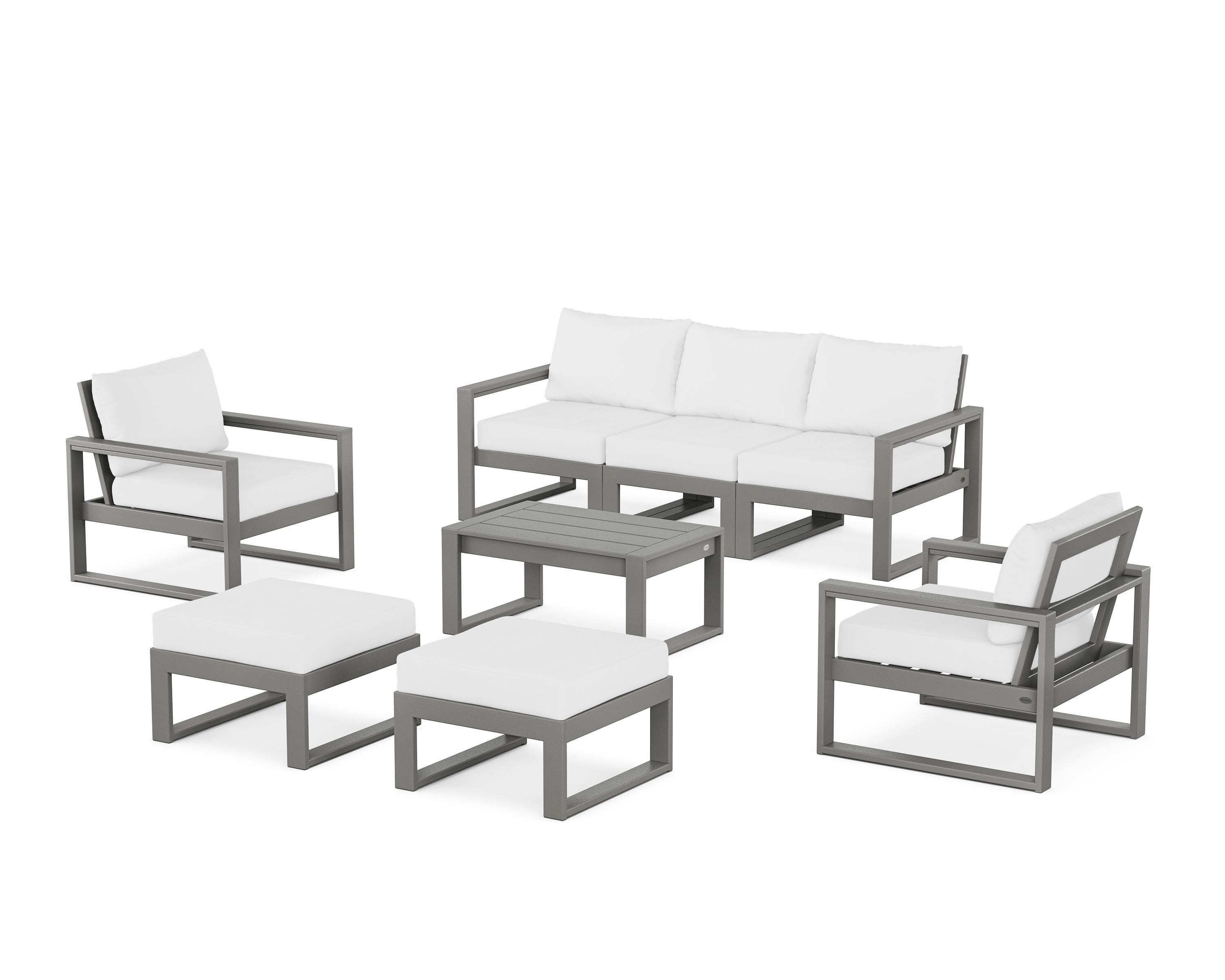 EDGE Sectional 8-Piece Lounge Sofa Set in Slate Grey / Natural