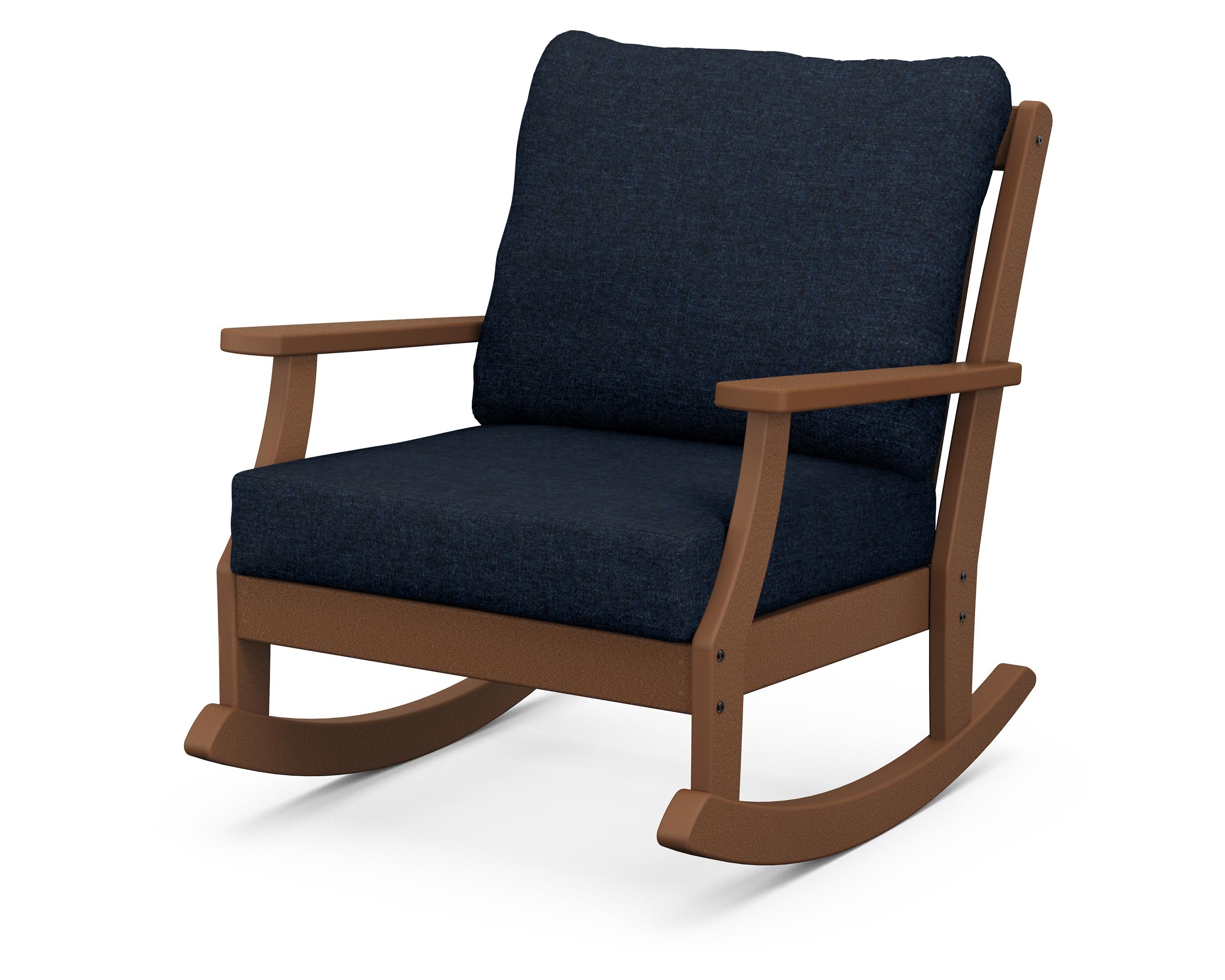 Braxton Deep Seating Rocking Chair in Teak / Marine Indigo