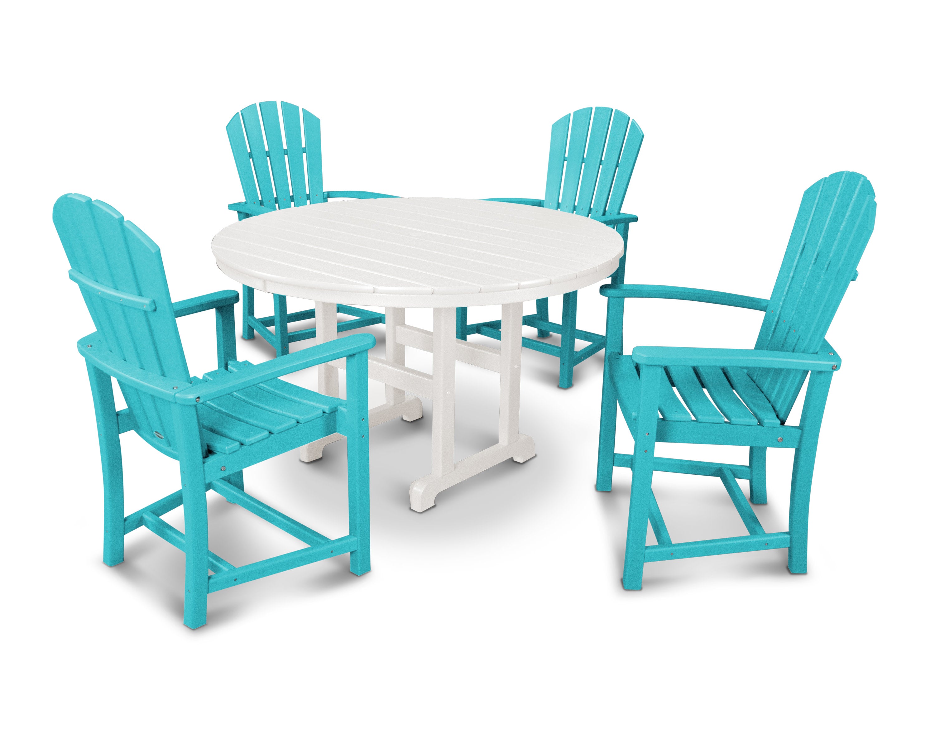 Palm Coast 5-Piece Round Farmhouse Dining Set in Aruba / White