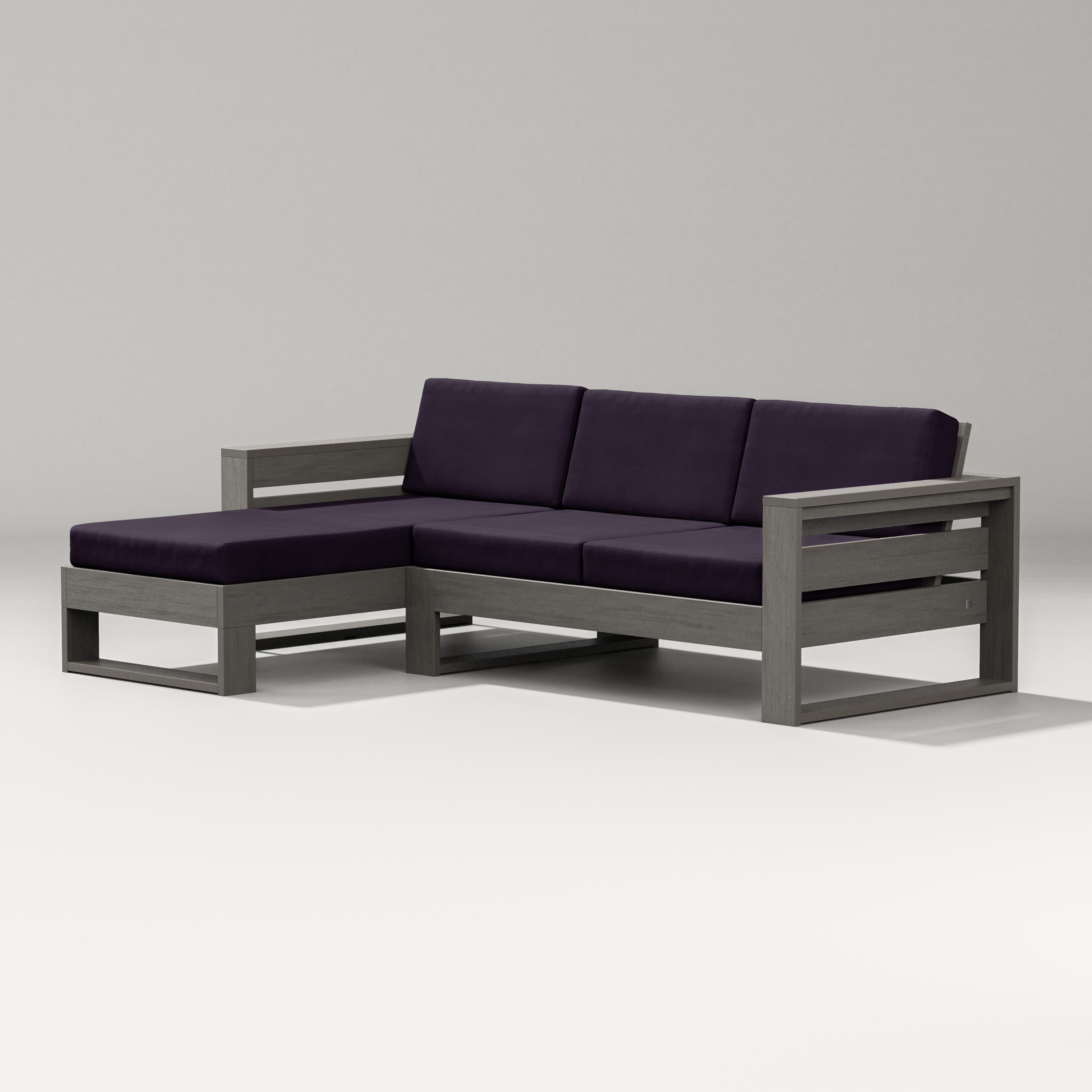 Latitude Left Chaise Sectional in Driftwood / Navy Linen