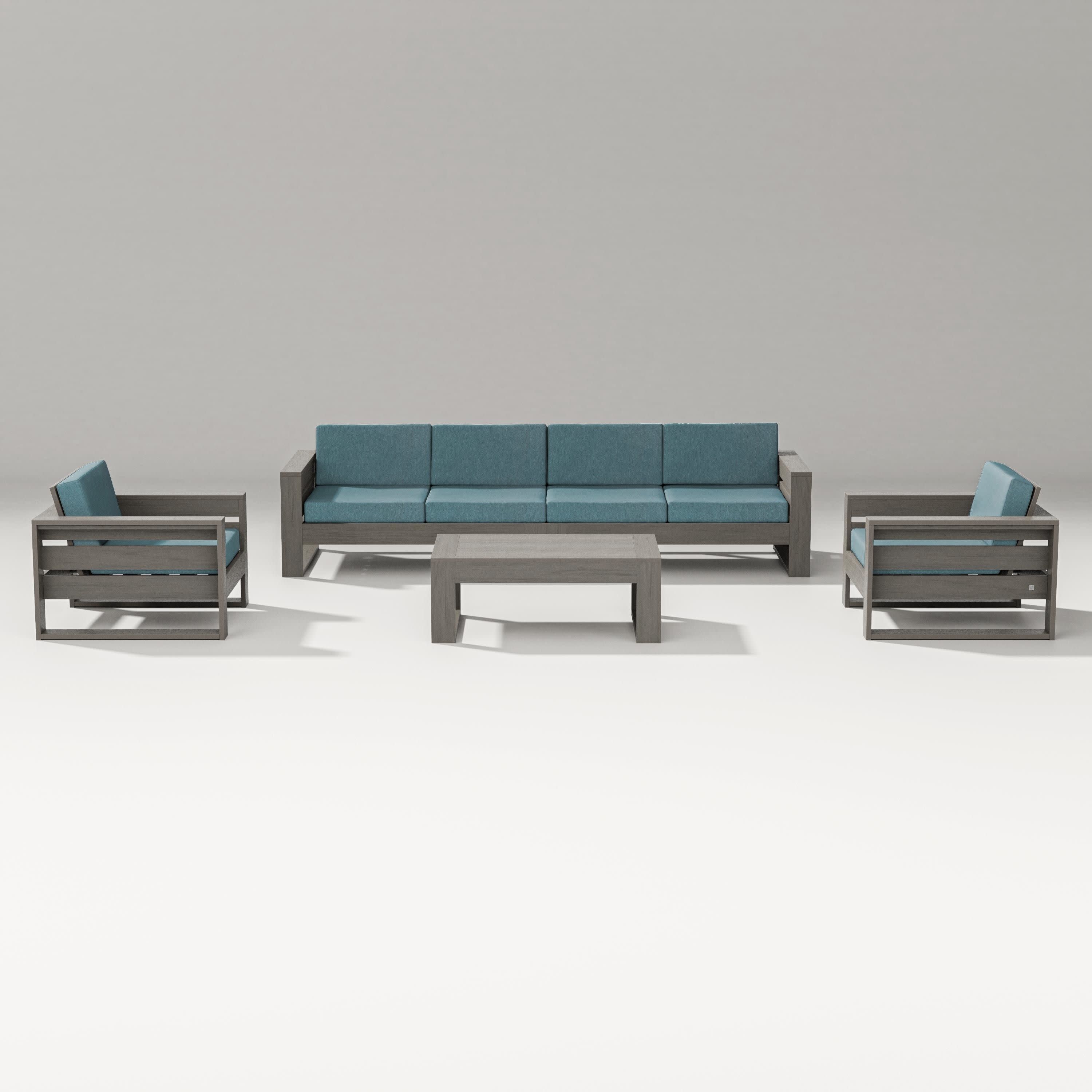 Latitude 5-Piece Lounge Sofa Set in Driftwood / Ocean Teal