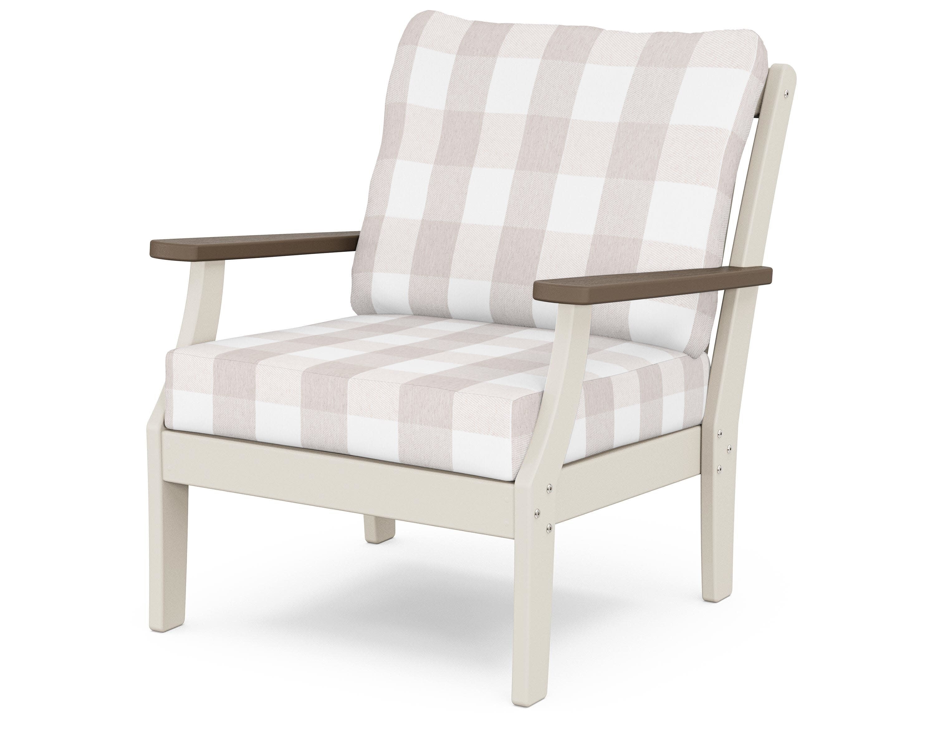 Braxton Deep Seating Chair in Sand / Kona / Buffalo Plaid Dune Burlap