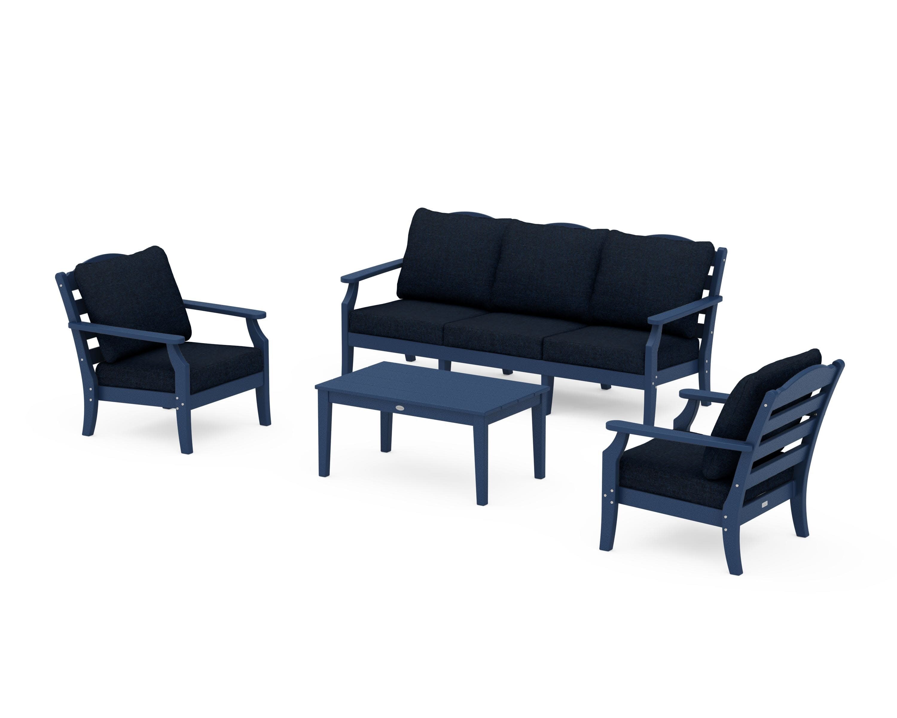 Savannah 4-Piece Deep Seating Set with Sofa in Navy / Marine Indigo