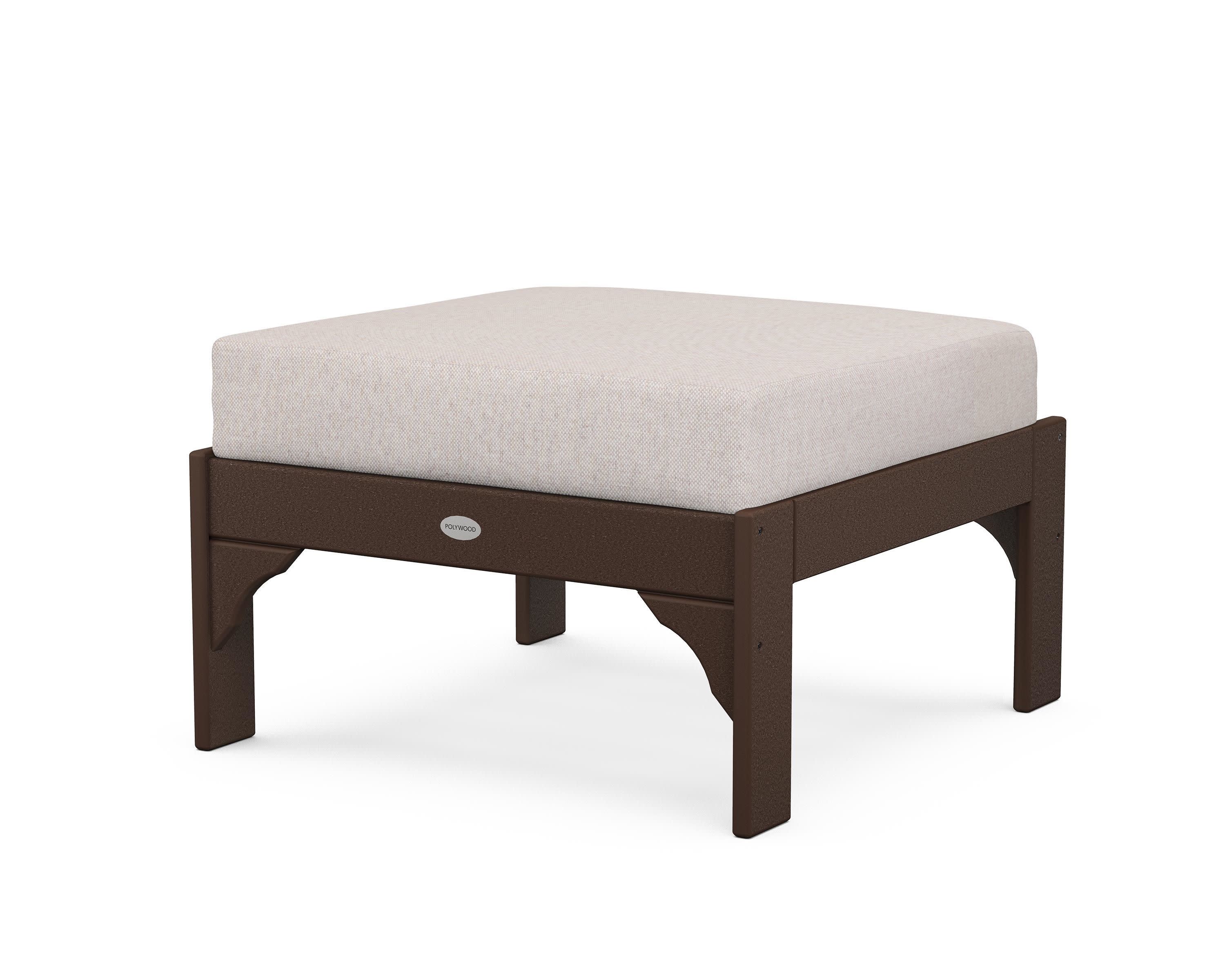 Vineyard Deep Seating Ottoman in Mahogany / Dune Burlap