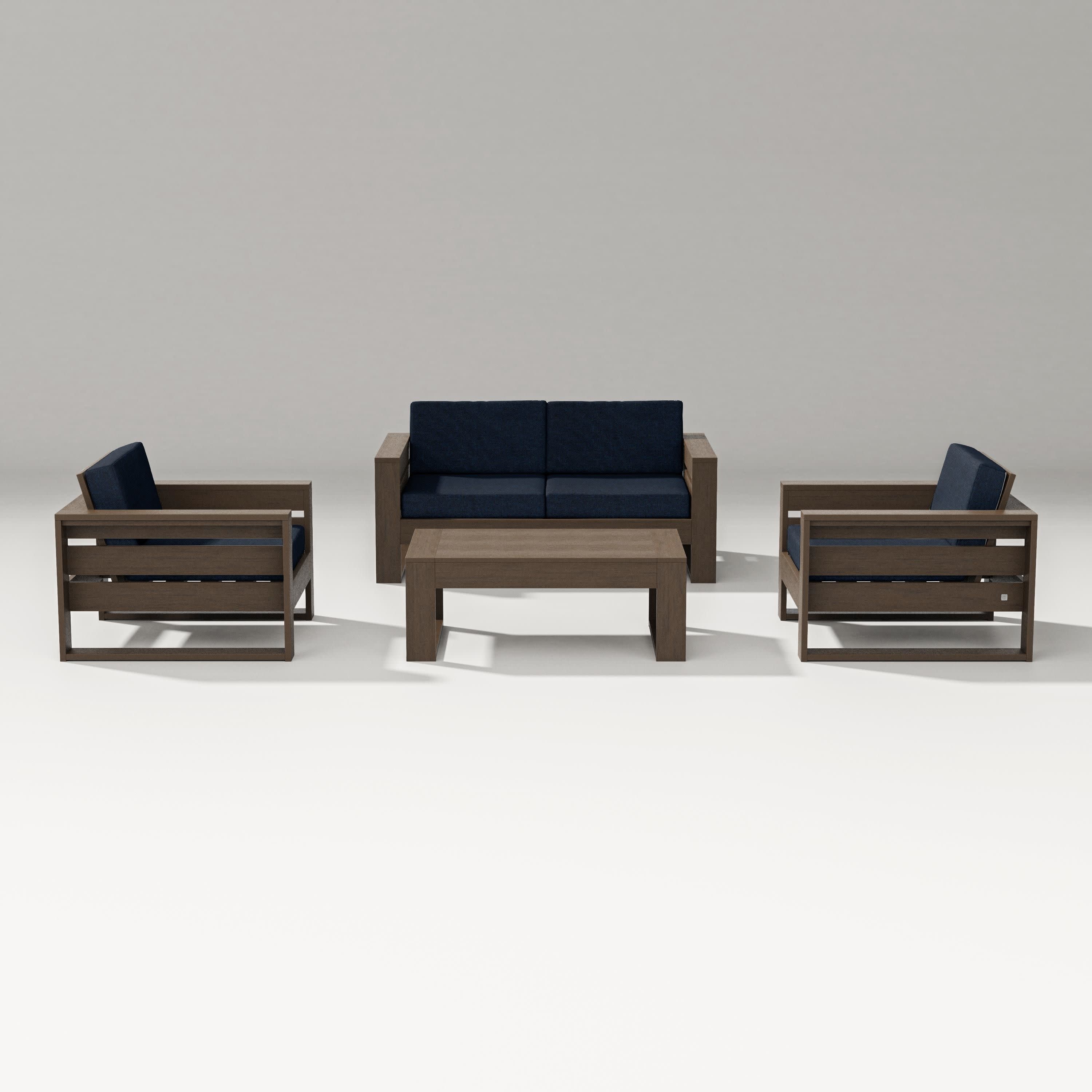 Latitude 4-Piece Lounge Loveseat Set in Kona / Marine Indigo