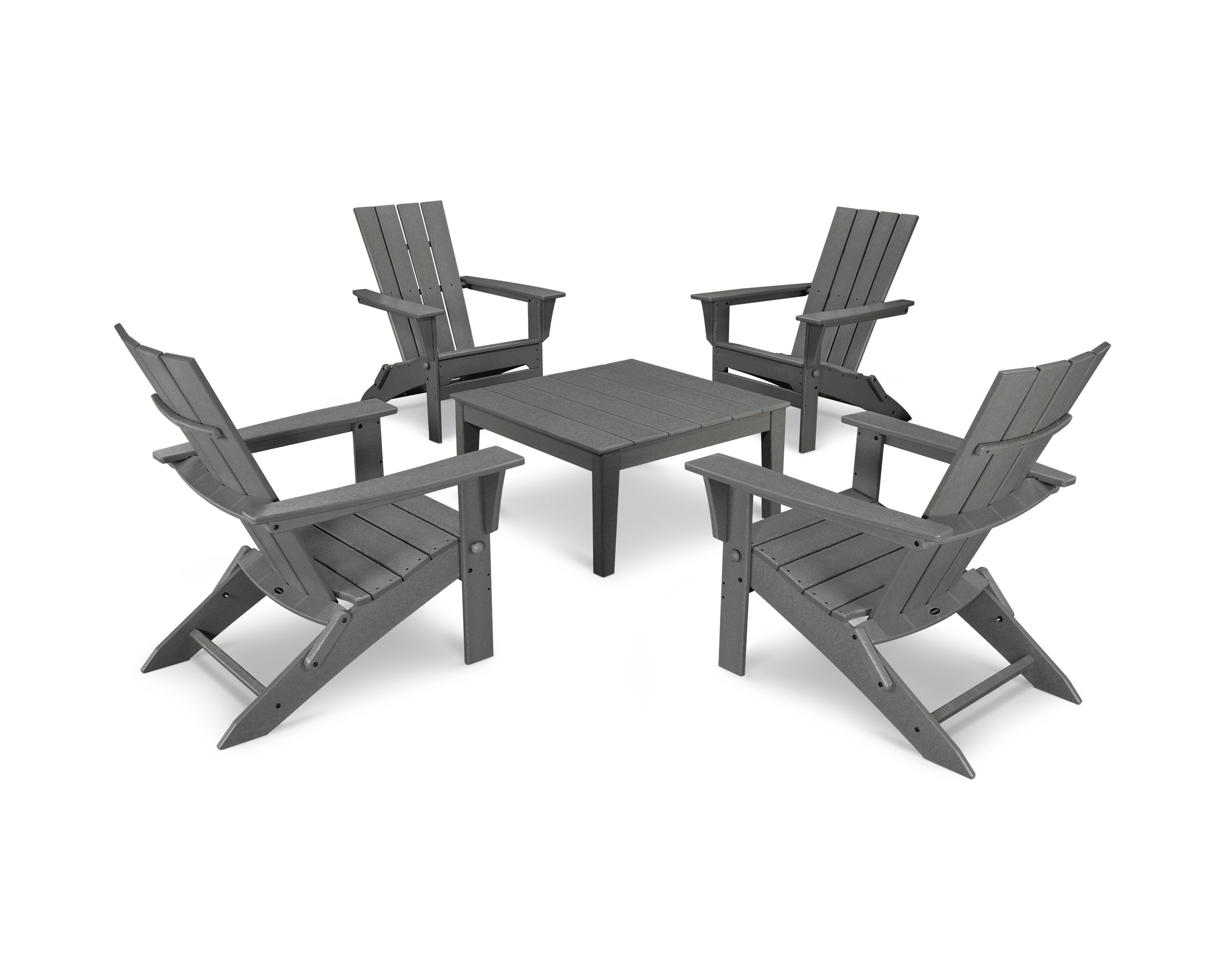 Quattro Folding Chair 5-Piece Conversation Set in Slate Grey