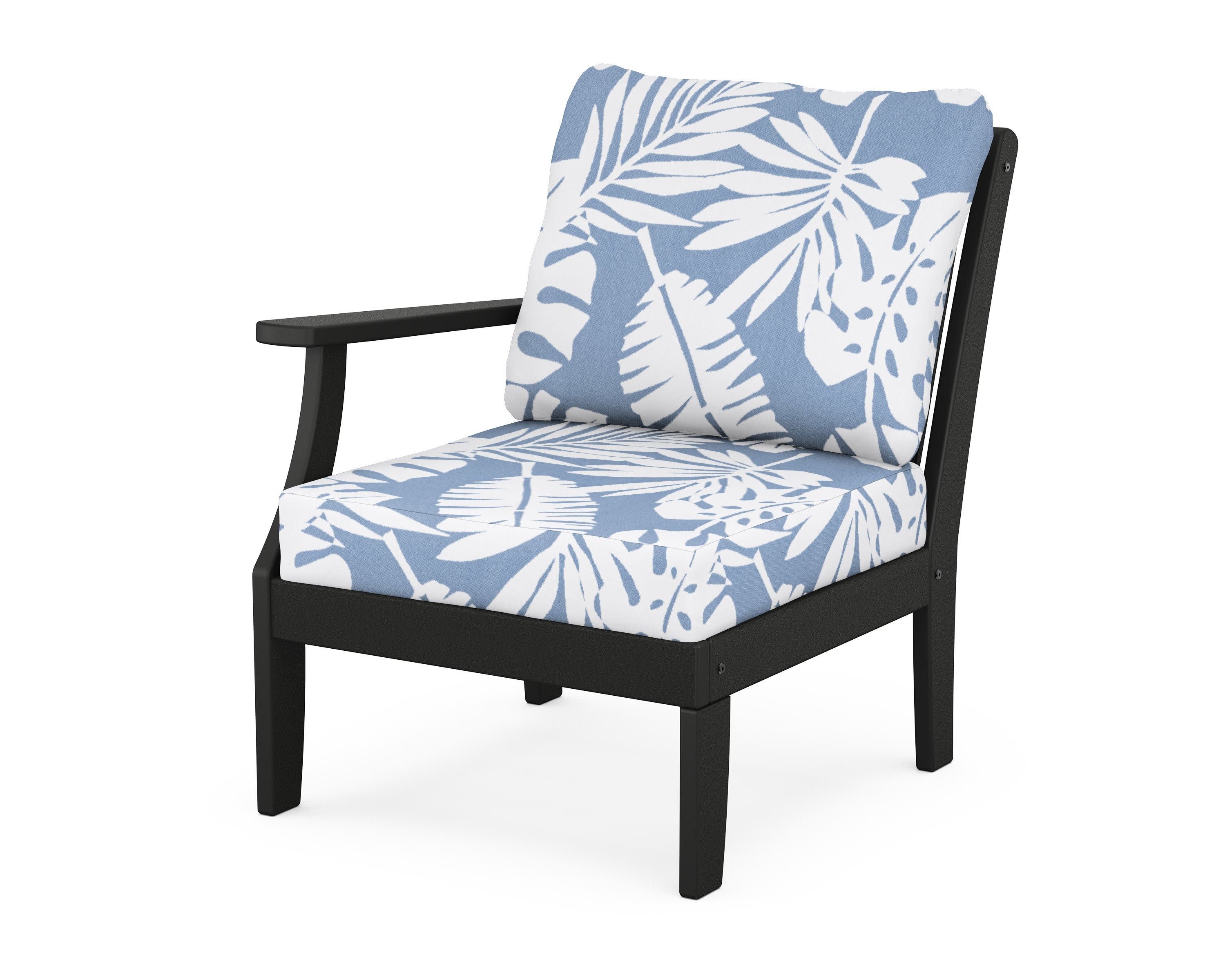 Braxton Modular Left Arm Chair in Black / Leaf Sky Blue
