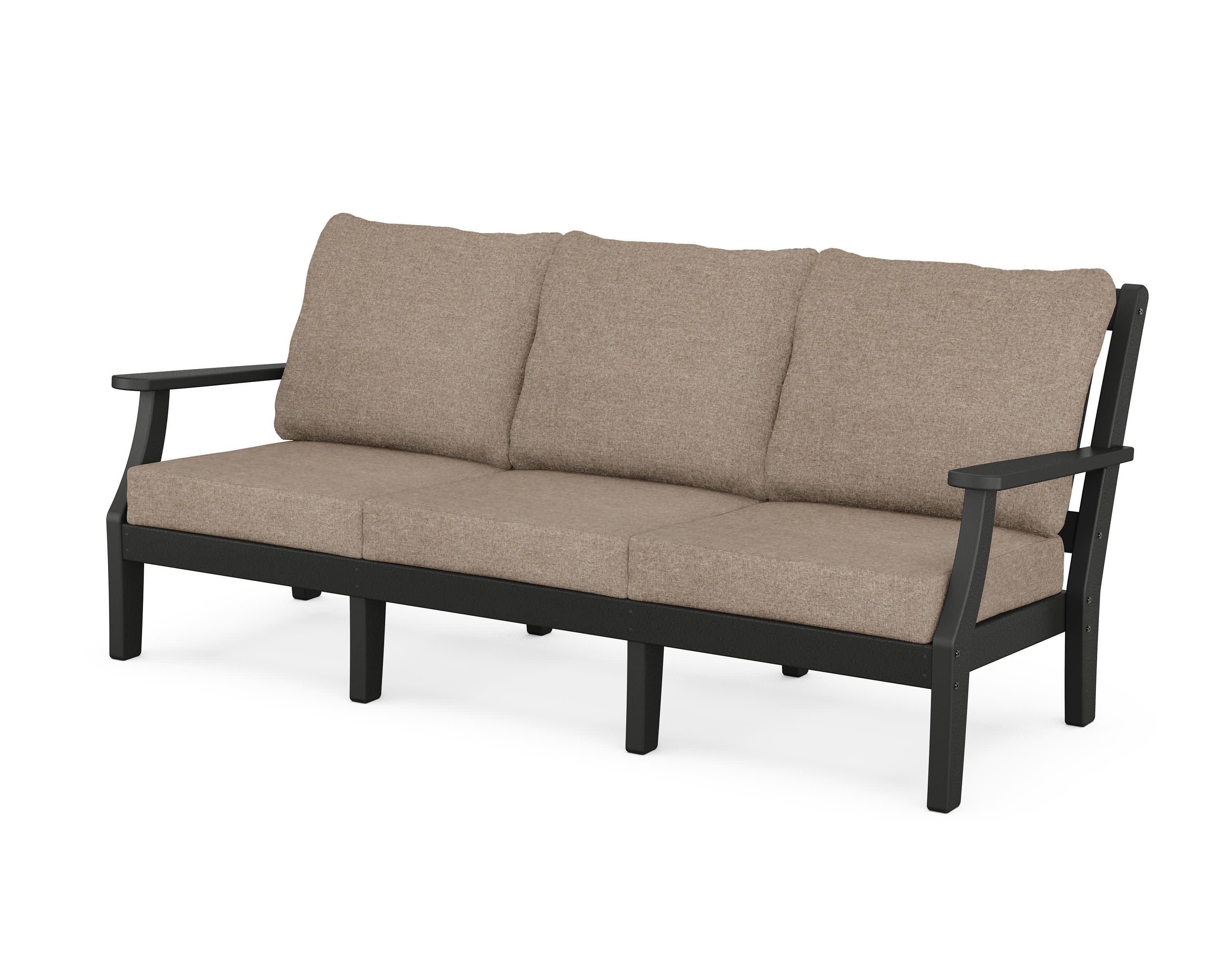 Chinoiserie Deep Seating Sofa in Black / Spiced Burlap