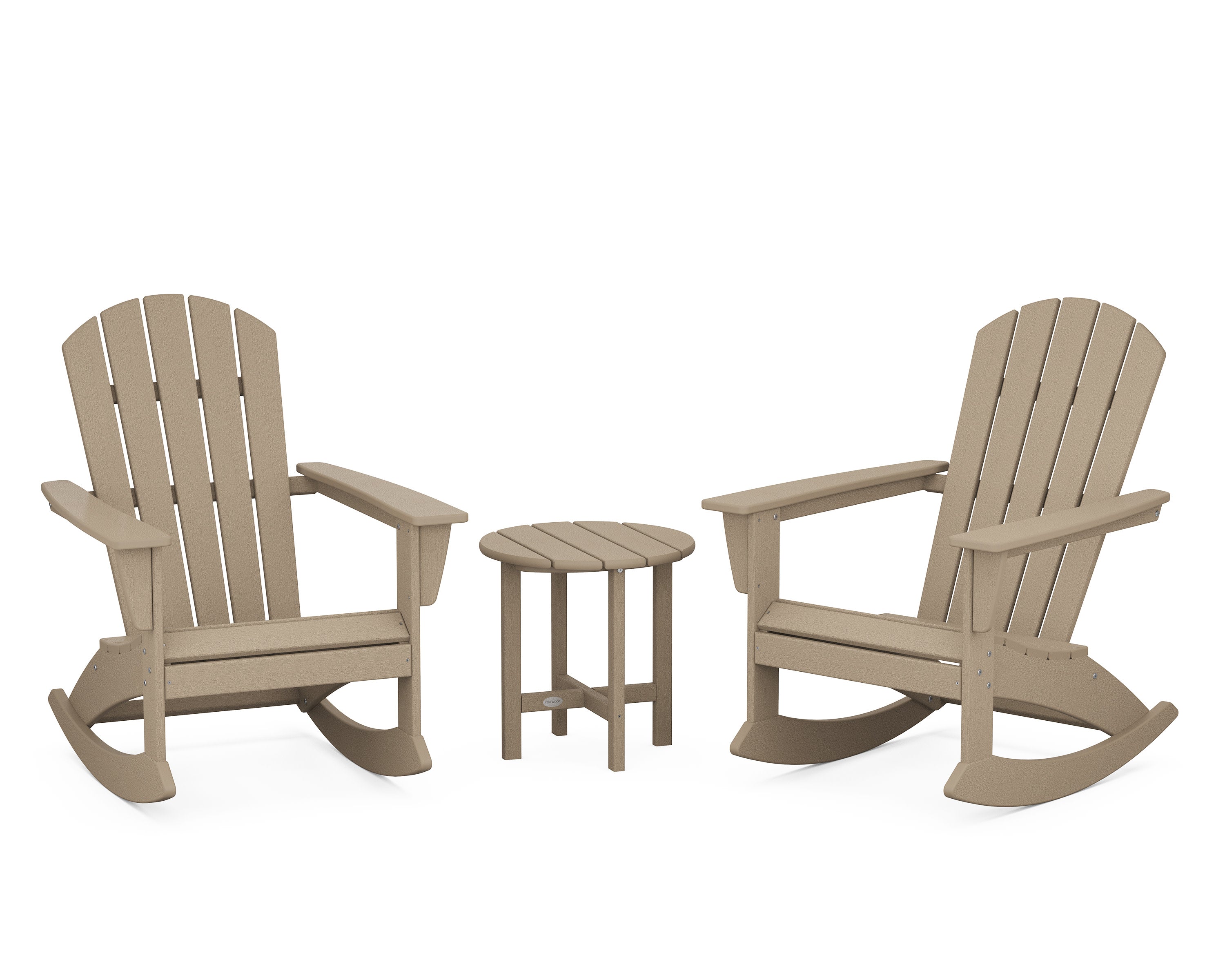 Nautical 3-Piece Adirondack Rocking Chair Set in Vintage Sahara