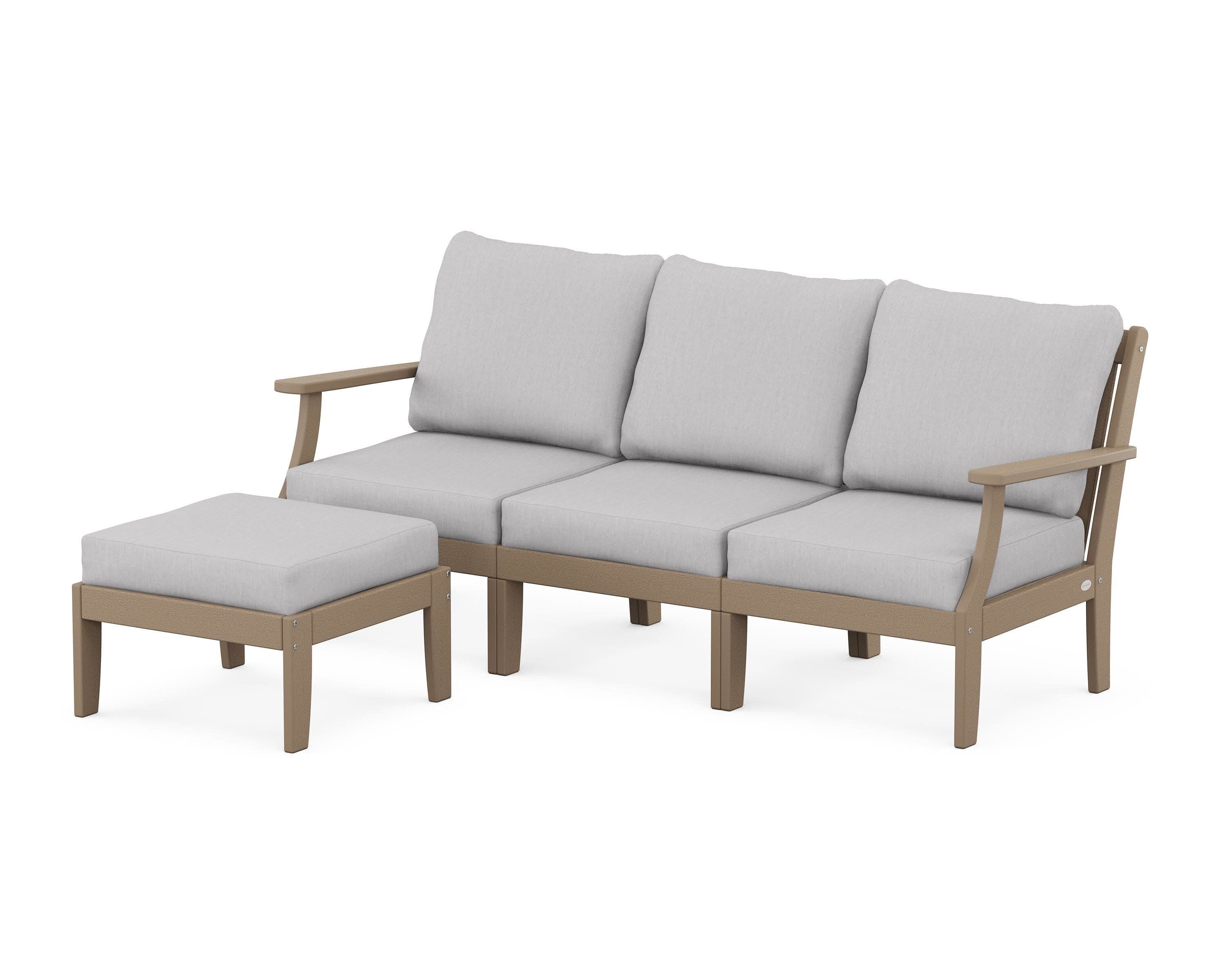Braxton Modular 4-Piece Deep Seating Set with Ottoman in Vintage Sahara / Granite