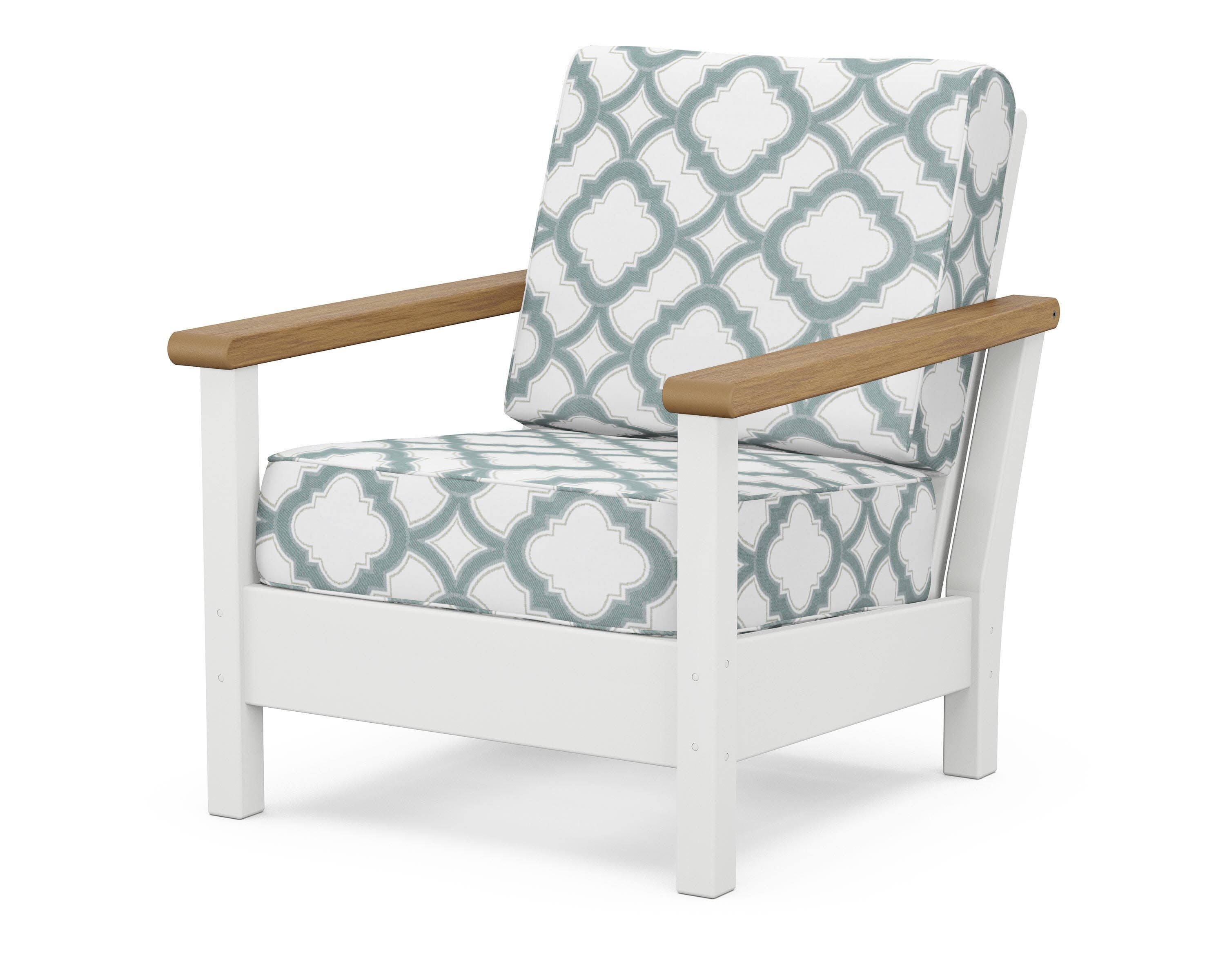 Harbour Deep Seating Chair in White / Natural / Trellis Glacier Spa