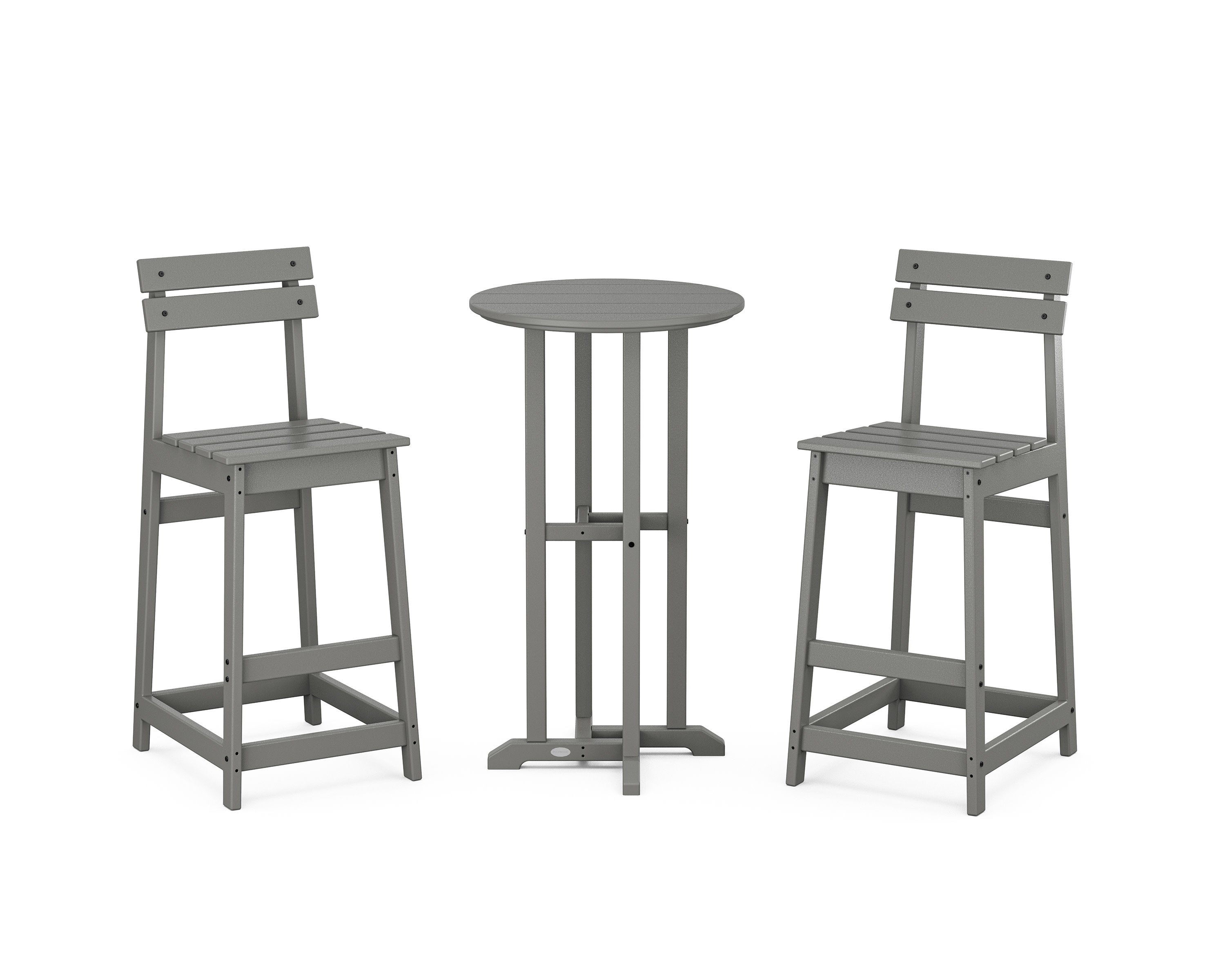 Modern Studio Plaza Bar Chair 3-Piece Bistro Set in Slate Grey