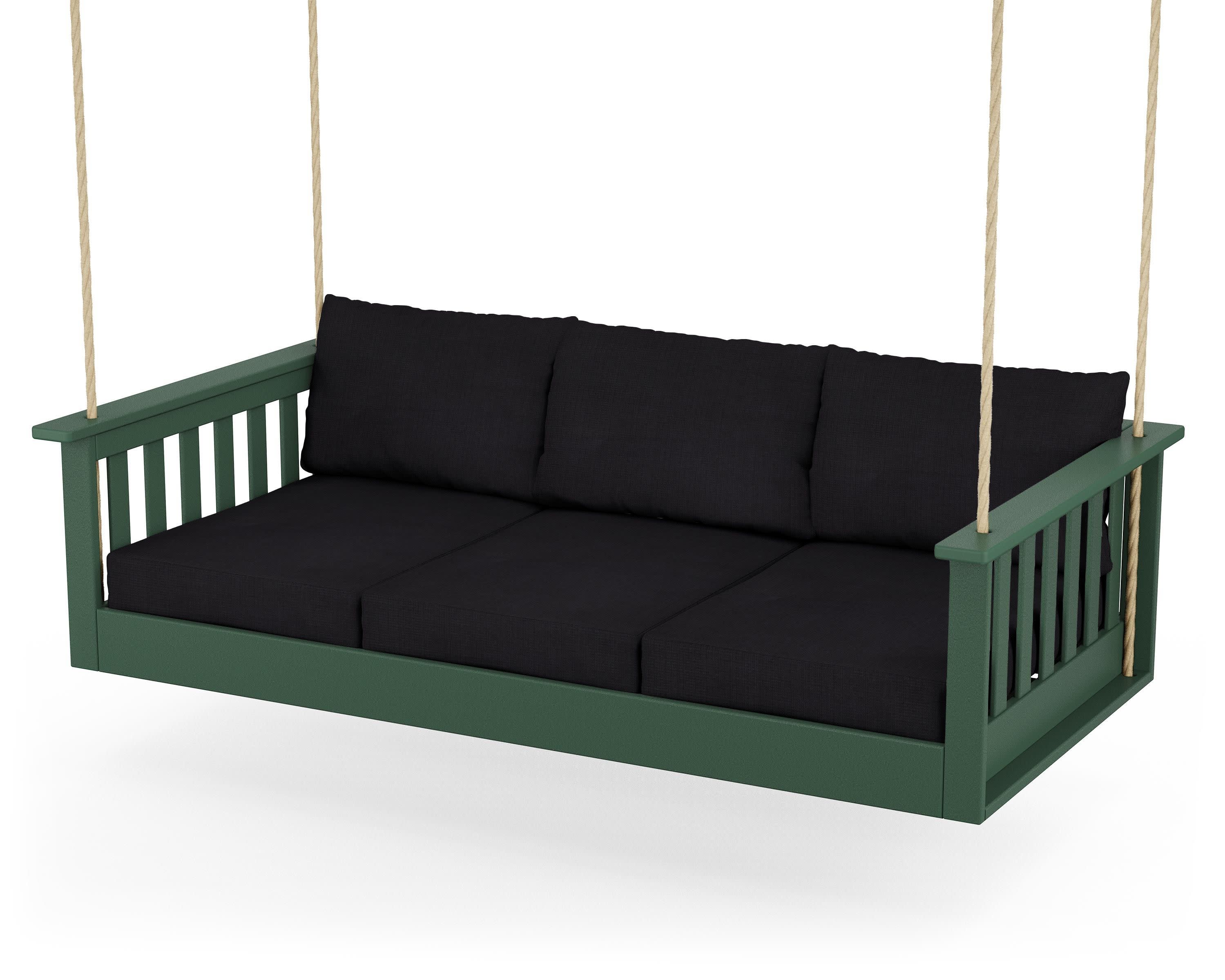 Vineyard Daybed Swing in Green / Midnight Linen