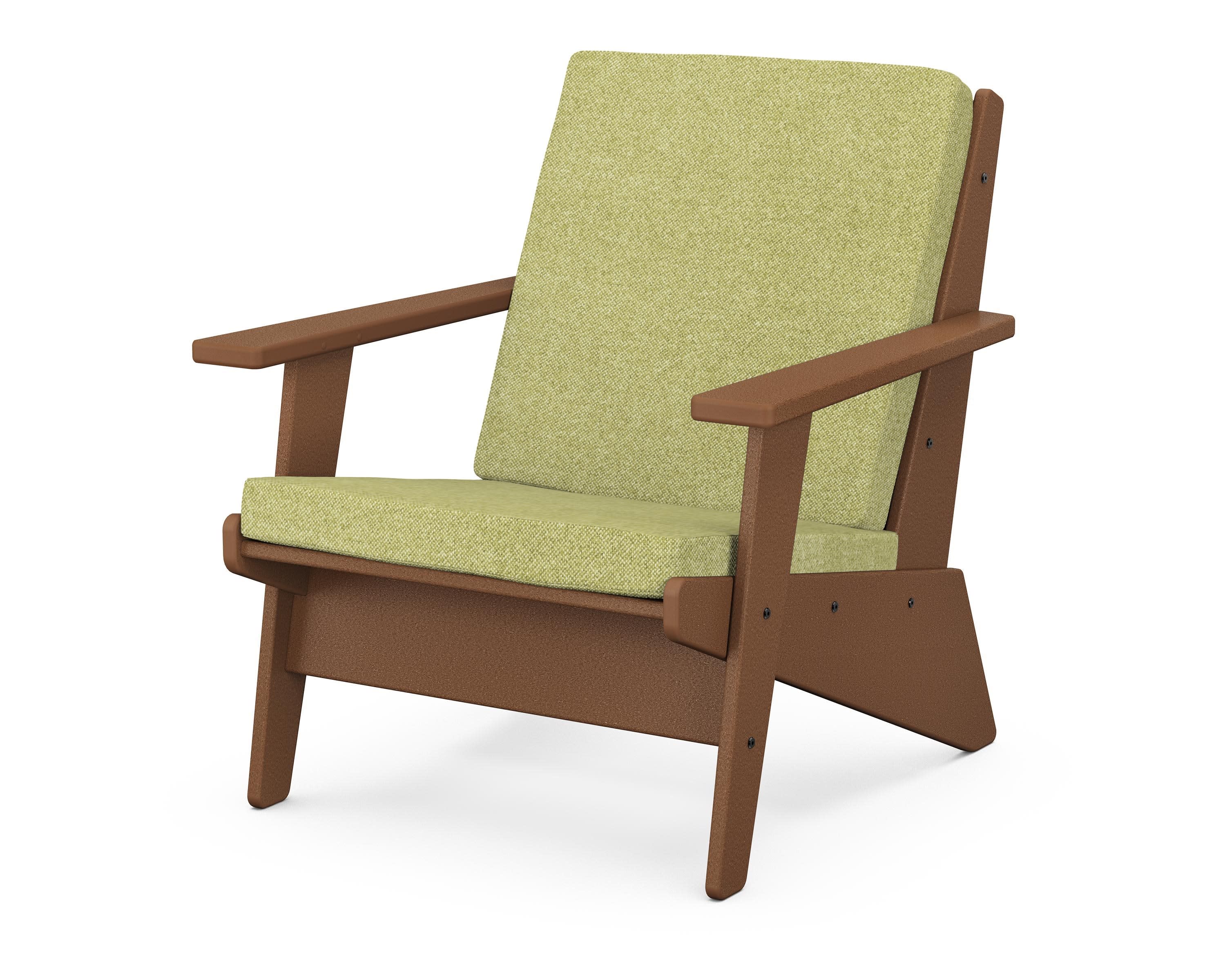 Riviera Modern Lounge Chair in Teak / Chartreuse Boucle