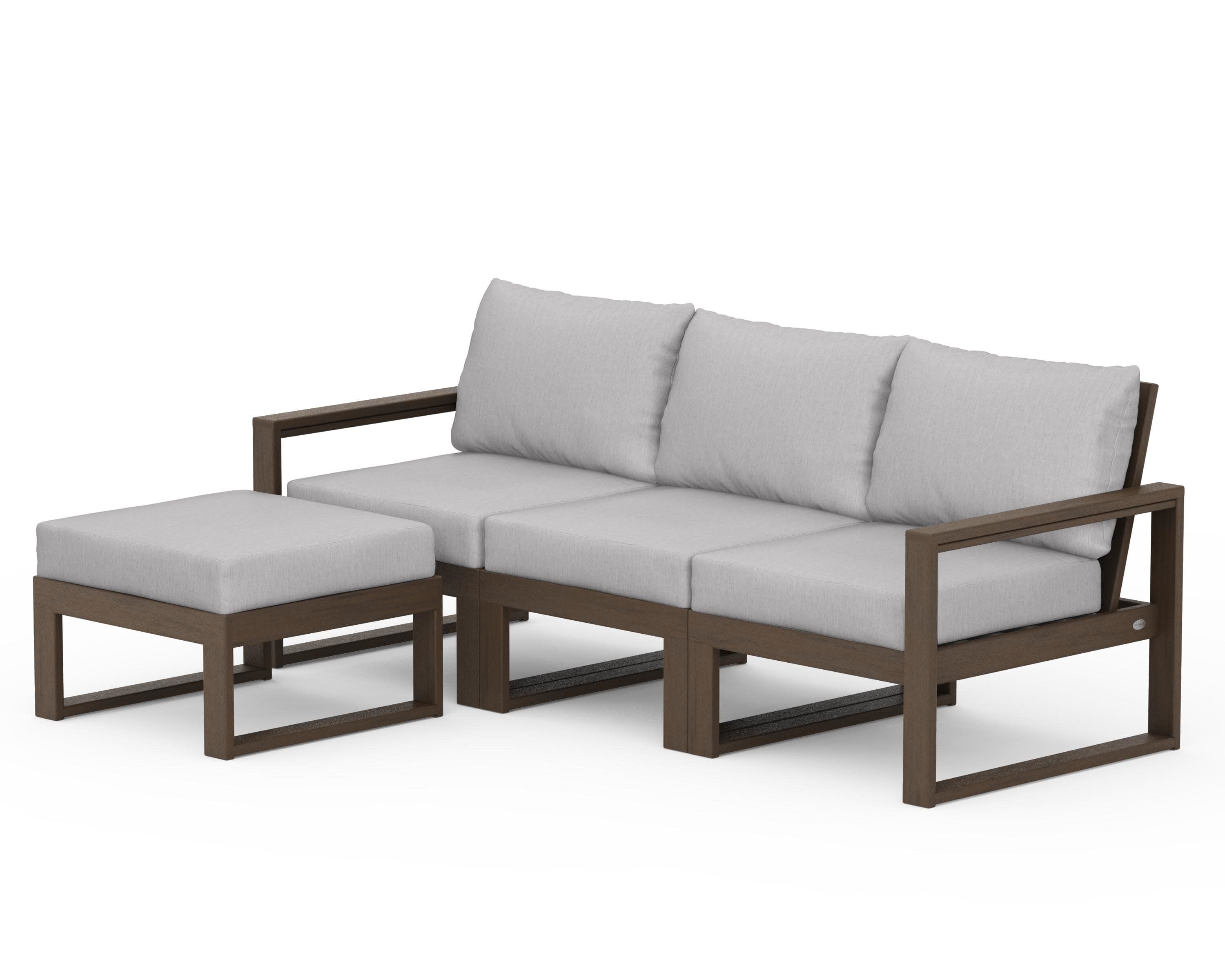 EDGE 4-Piece Modular Deep Seating Set with Ottoman in Kona / Granite