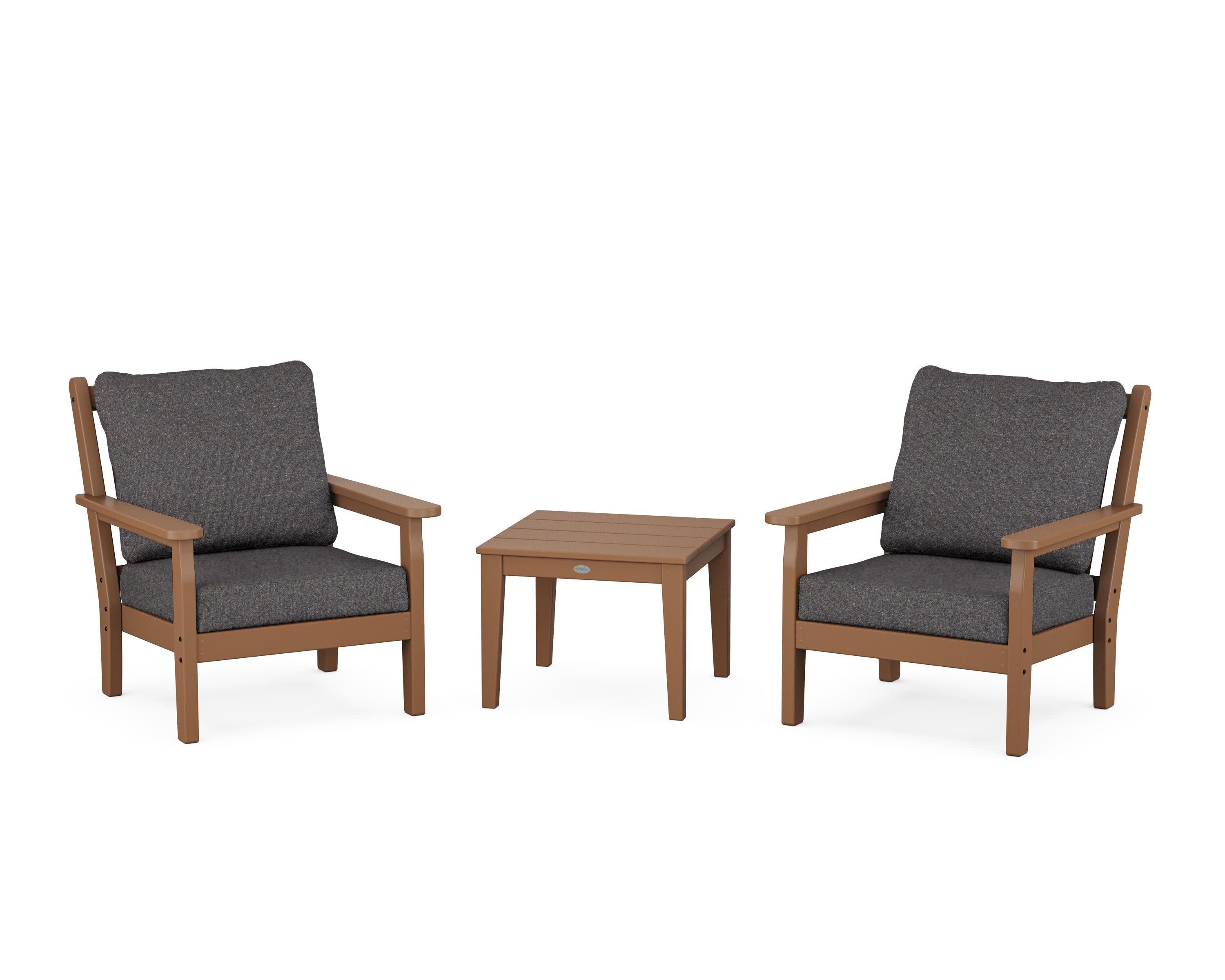 Chippendale 3-Piece Deep Seating Set in Teak / Ash Charcoal