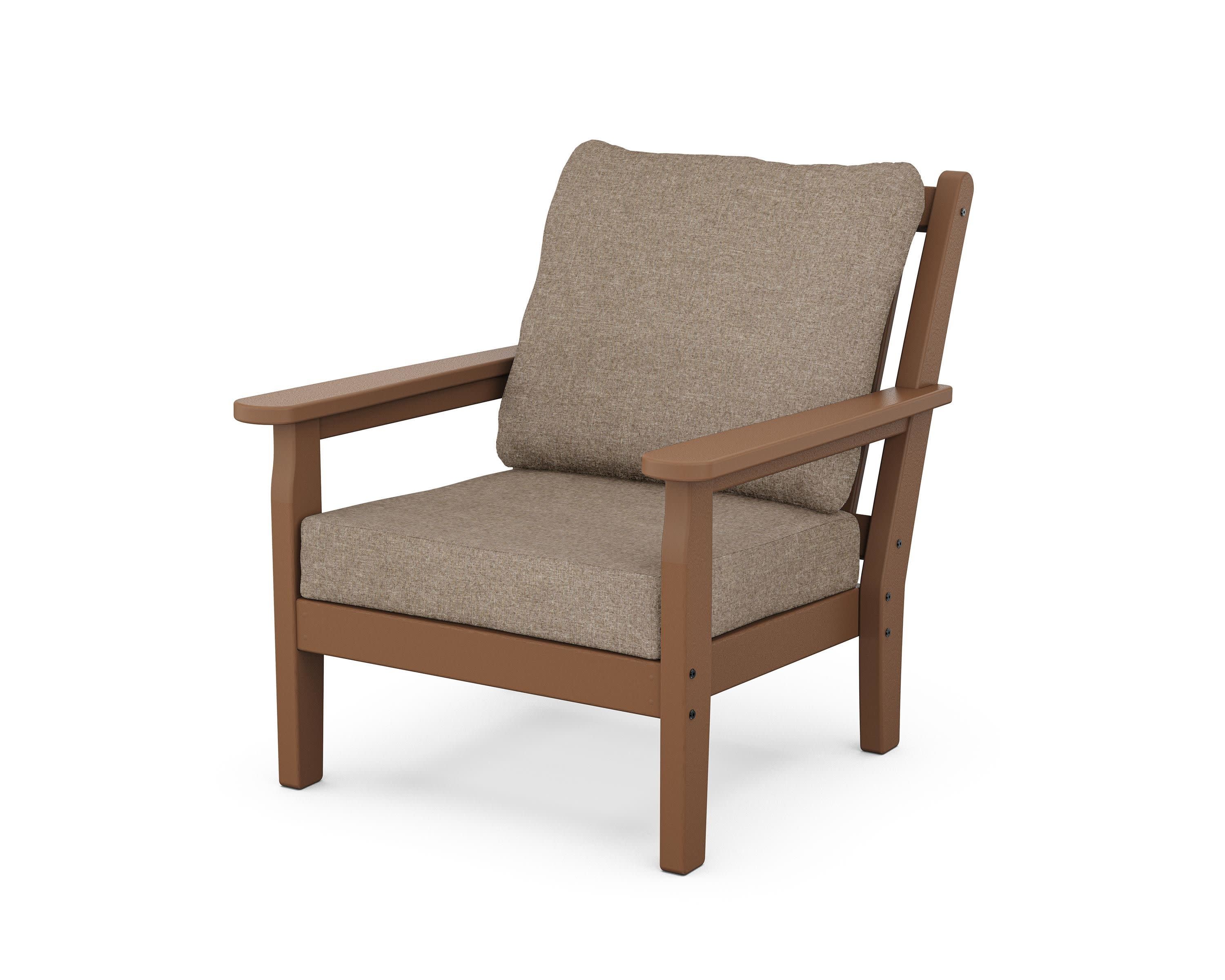 Chippendale Deep Seating Chair in Teak / Spiced Burlap