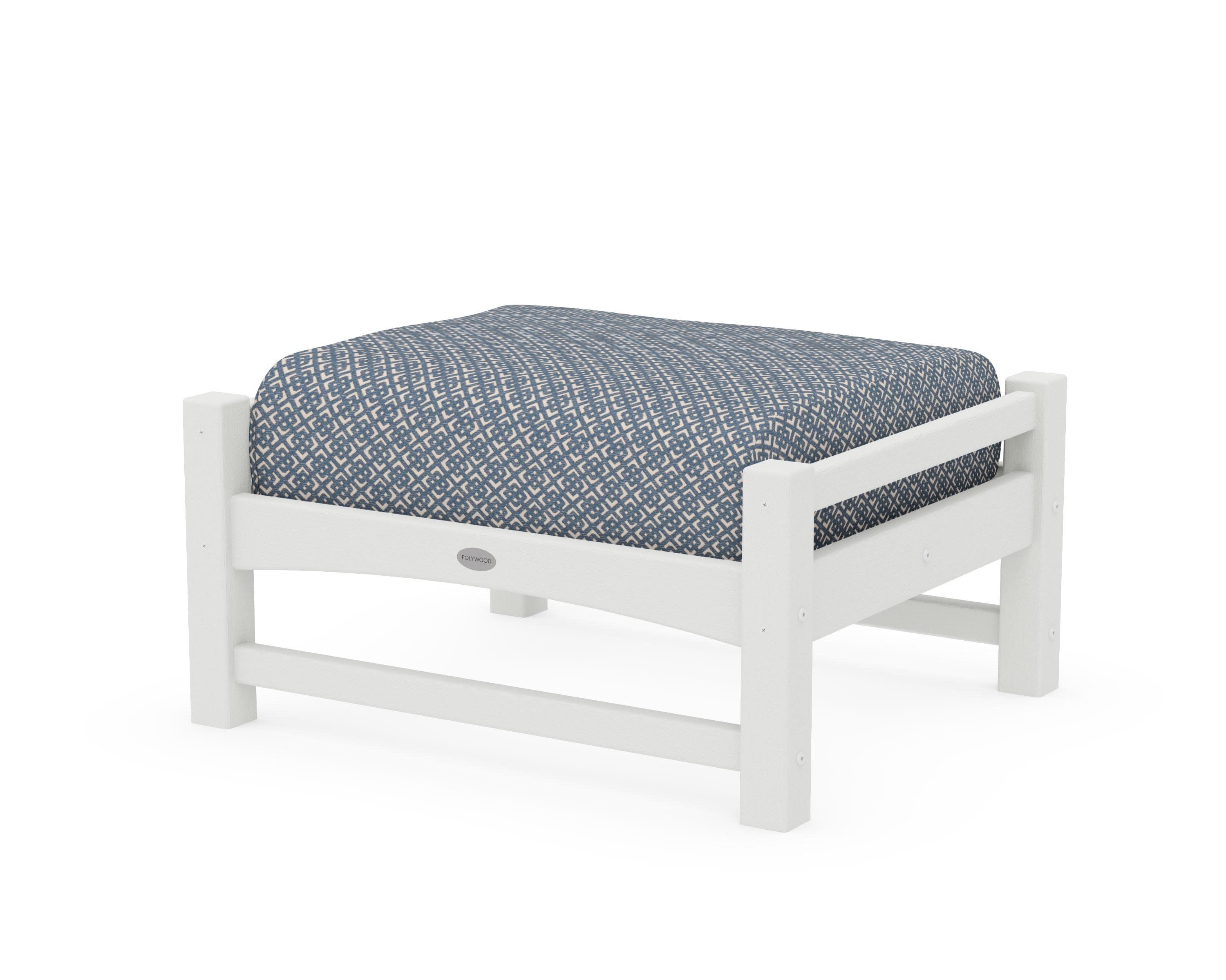 Club Ottoman in Vintage White / Hopscotch
