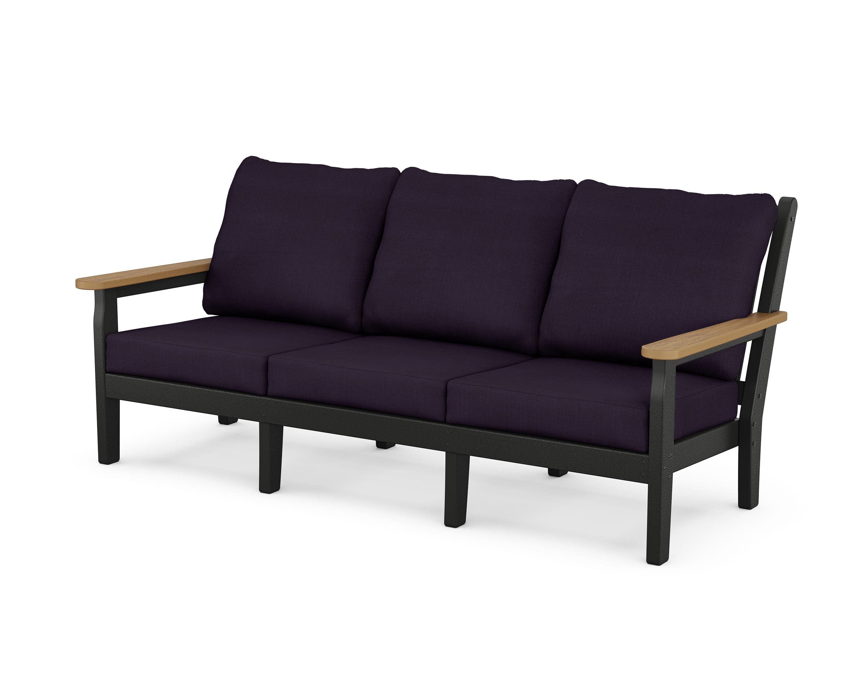Chippendale Deep Seating Sofa in Black / Natural / Navy Linen