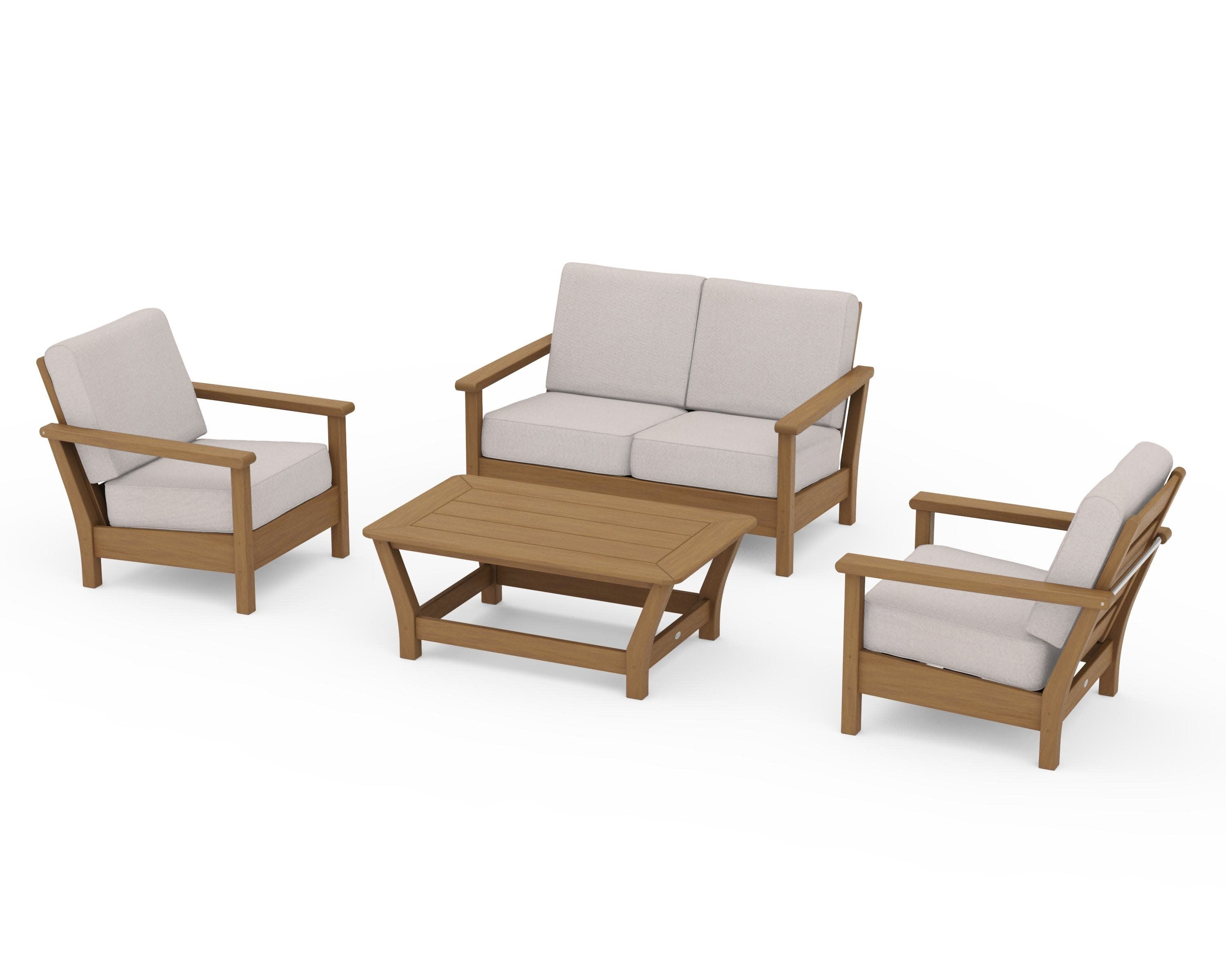 Harbour 4-Piece Deep Seating Set in Natural / Dune Burlap