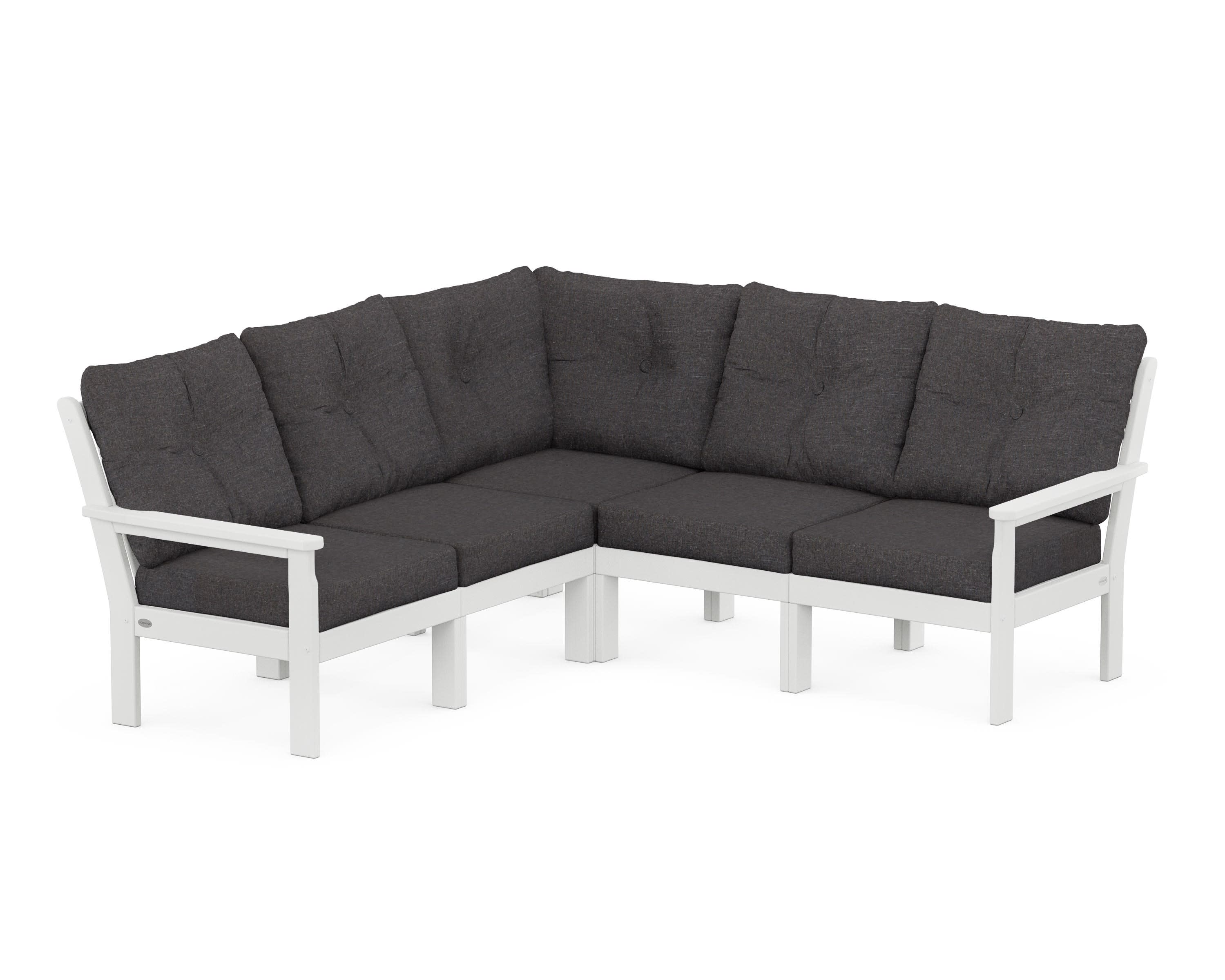 Vineyard 5-Piece Sectional in White / Ash Charcoal